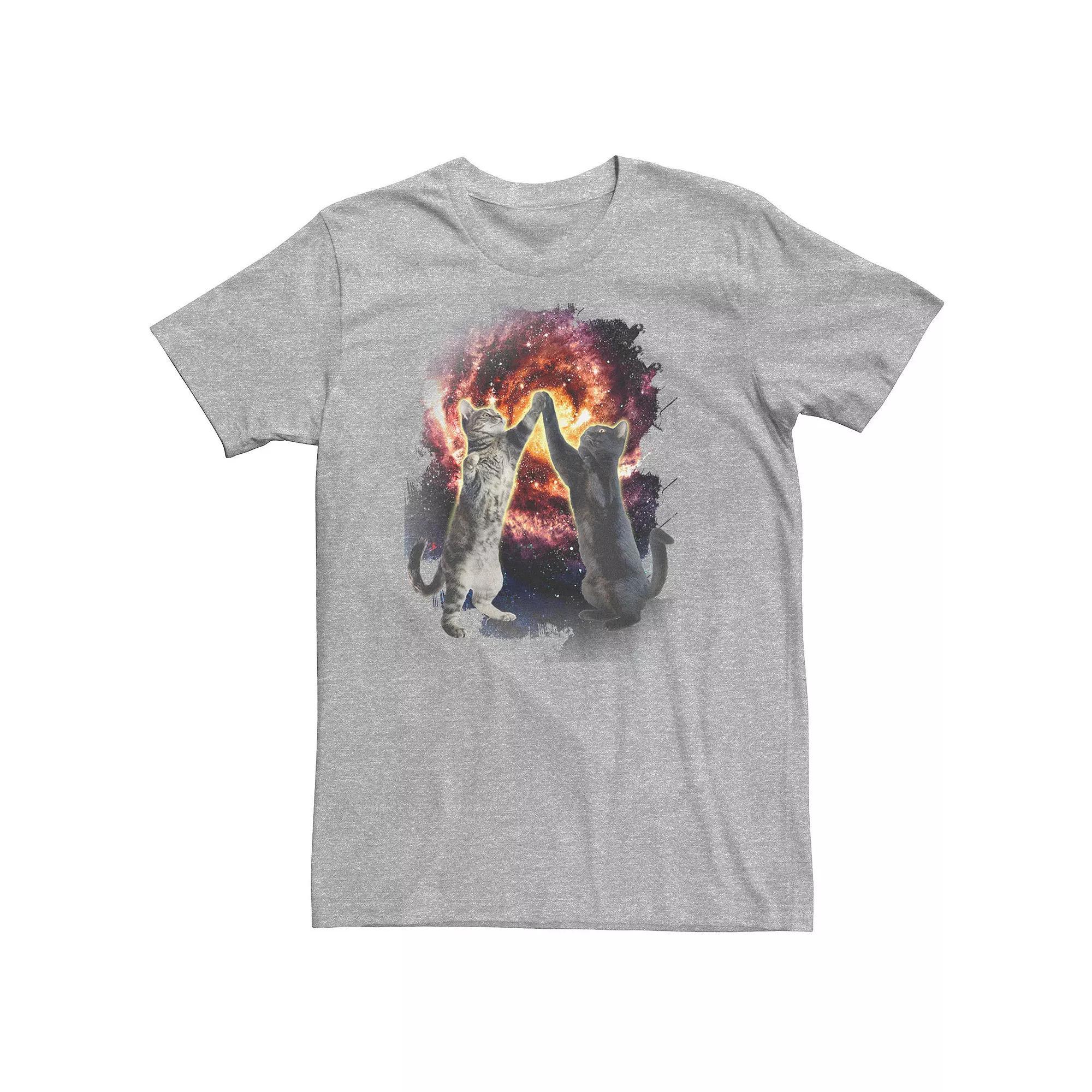 Big & Tall Cats High Five Galaxy Portrait Tee, Men's, Size: 3XL, Athletic Grey Product Image