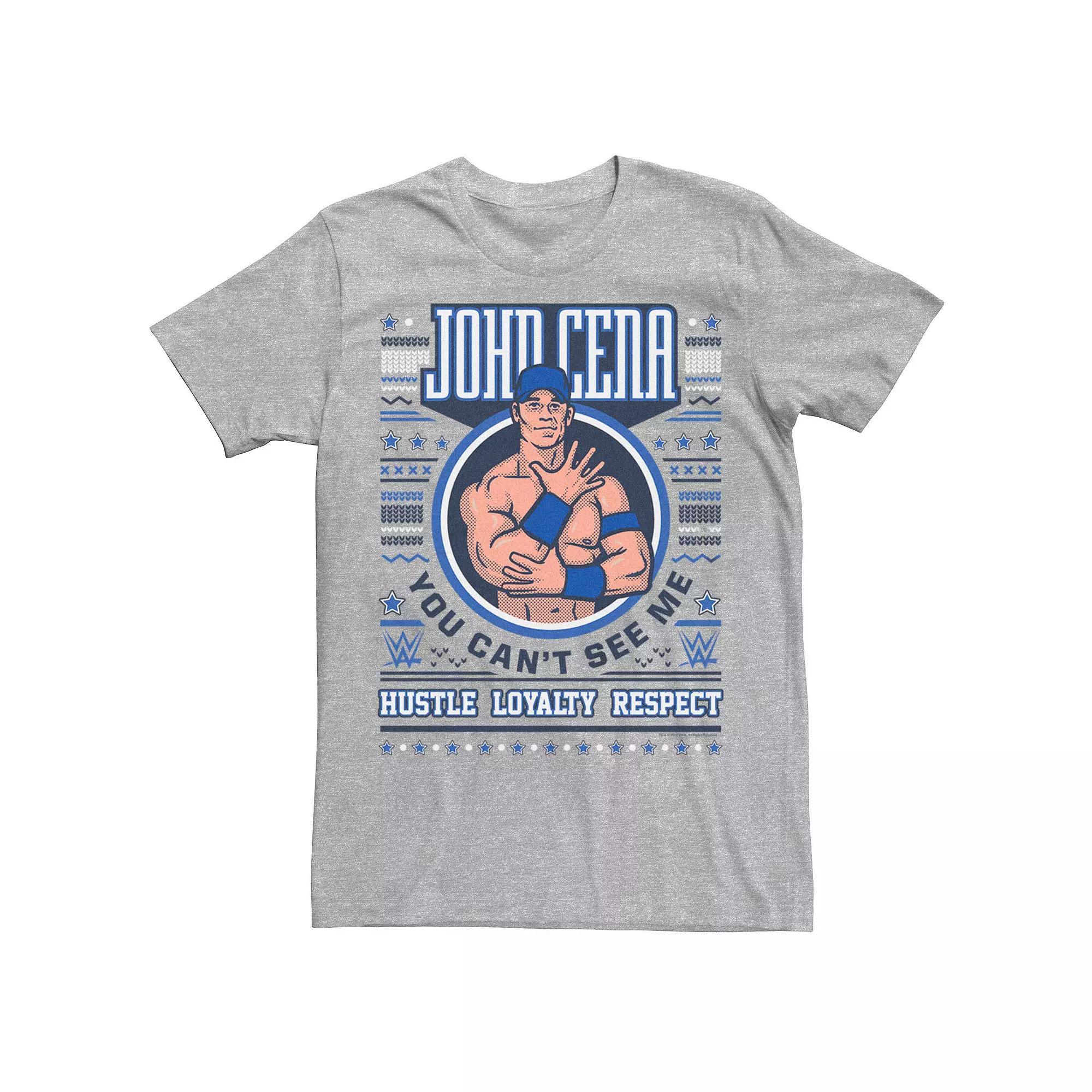 Men's WWE John Cena Christmas Sweater Graphic Tee, Size: XS, Athletic Grey Product Image