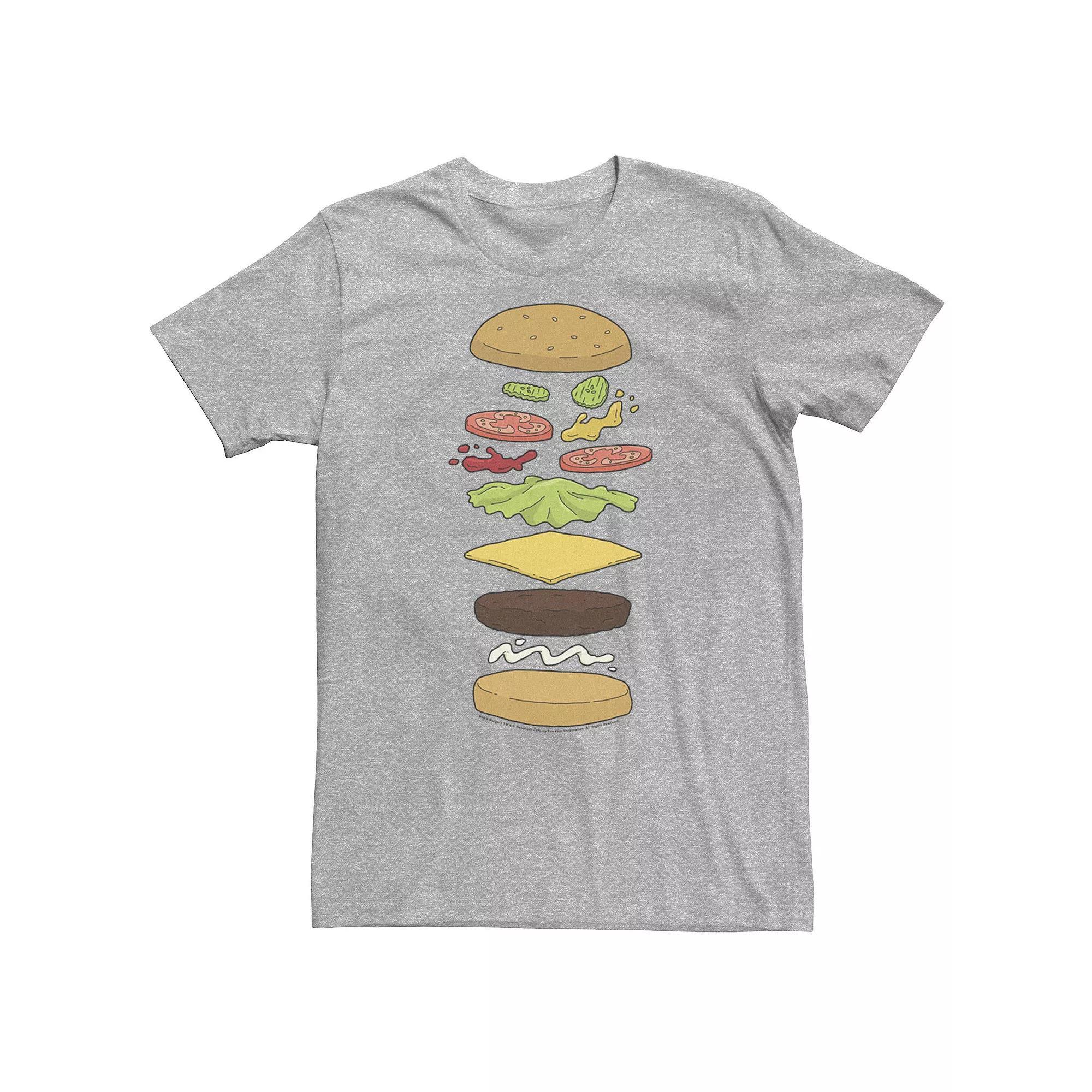 Big & Tall Bob's Burgers Anatomy Of A Hamburger Tee, Men's, Size: 4XL, Athletic Grey Product Image