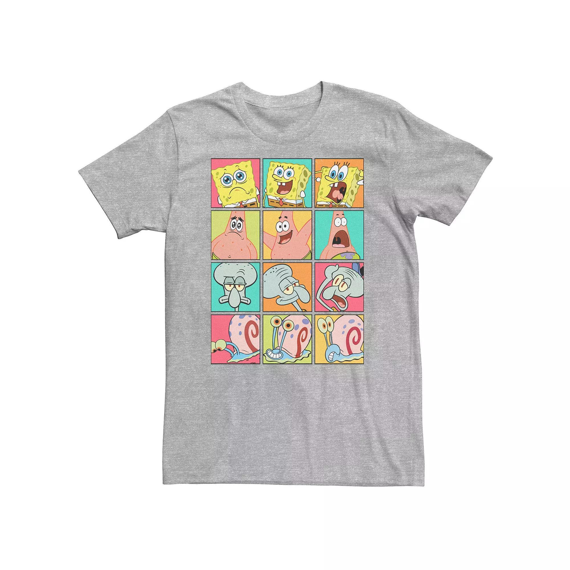 Big & Tall SpongeBob SquarePants Patrick Squidward Gary Expression Boxes Tee, Men's, Size: 3XL Tall, Athletic Grey Product Image