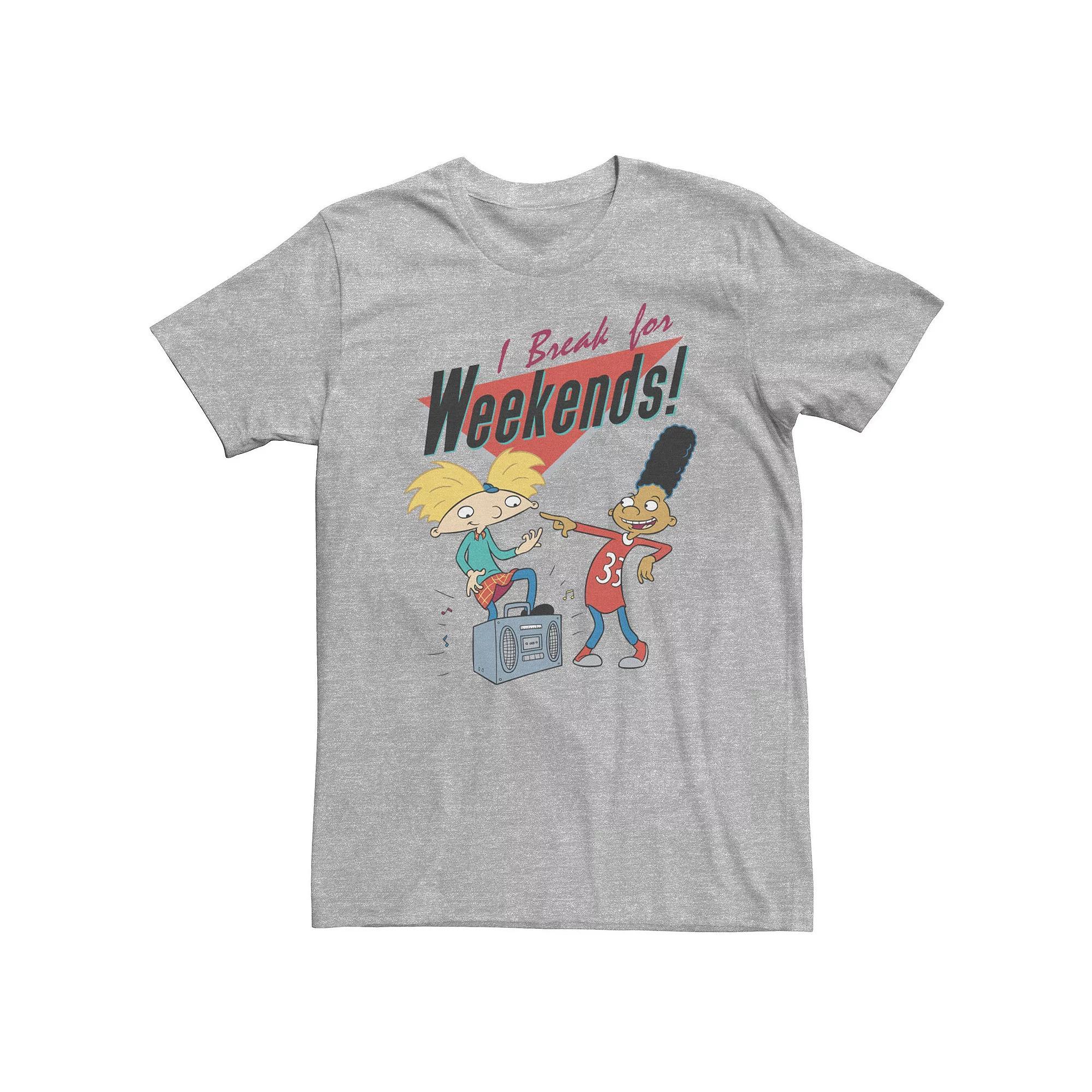 Big & Tall Nickelodeon Hey Arnold I Break For Weekends Boombox Tee, Mens Athletic Grey Product Image