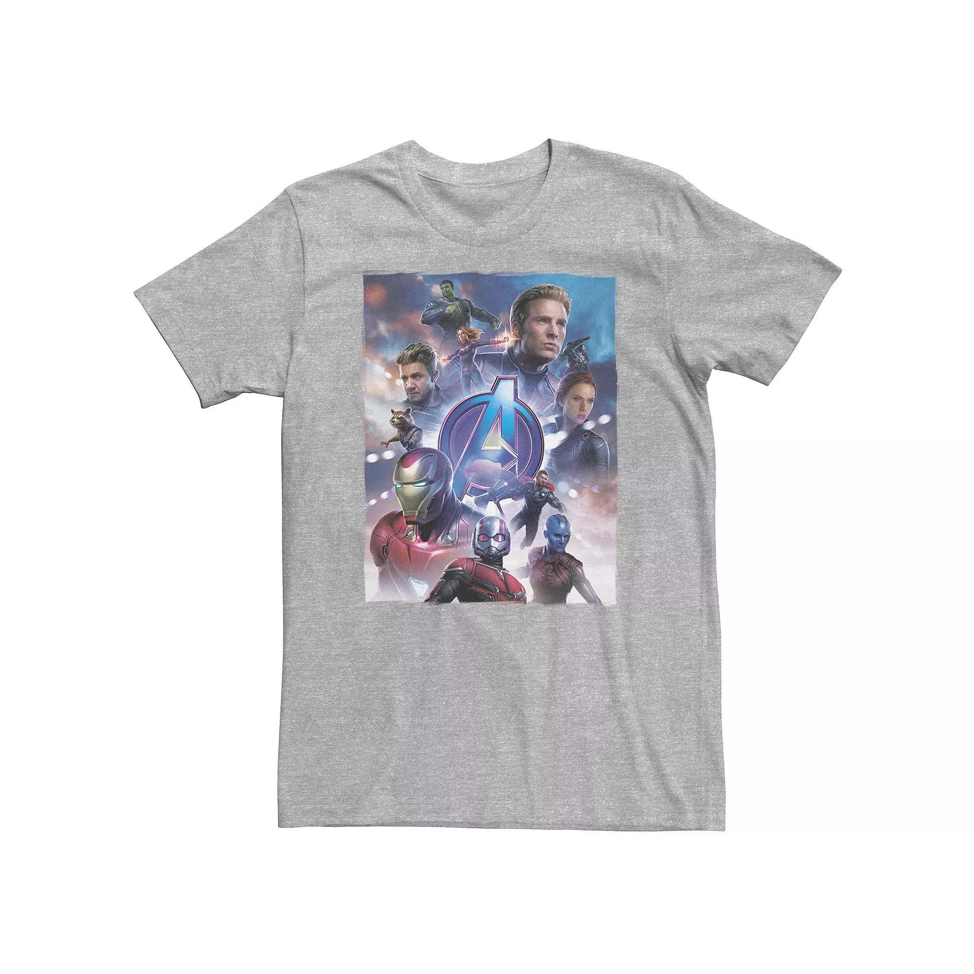 Big & Tall Marvel Avengers Endgame Main Character Poster Tee, Men's, Size: Large Tall, Athletic Grey Product Image
