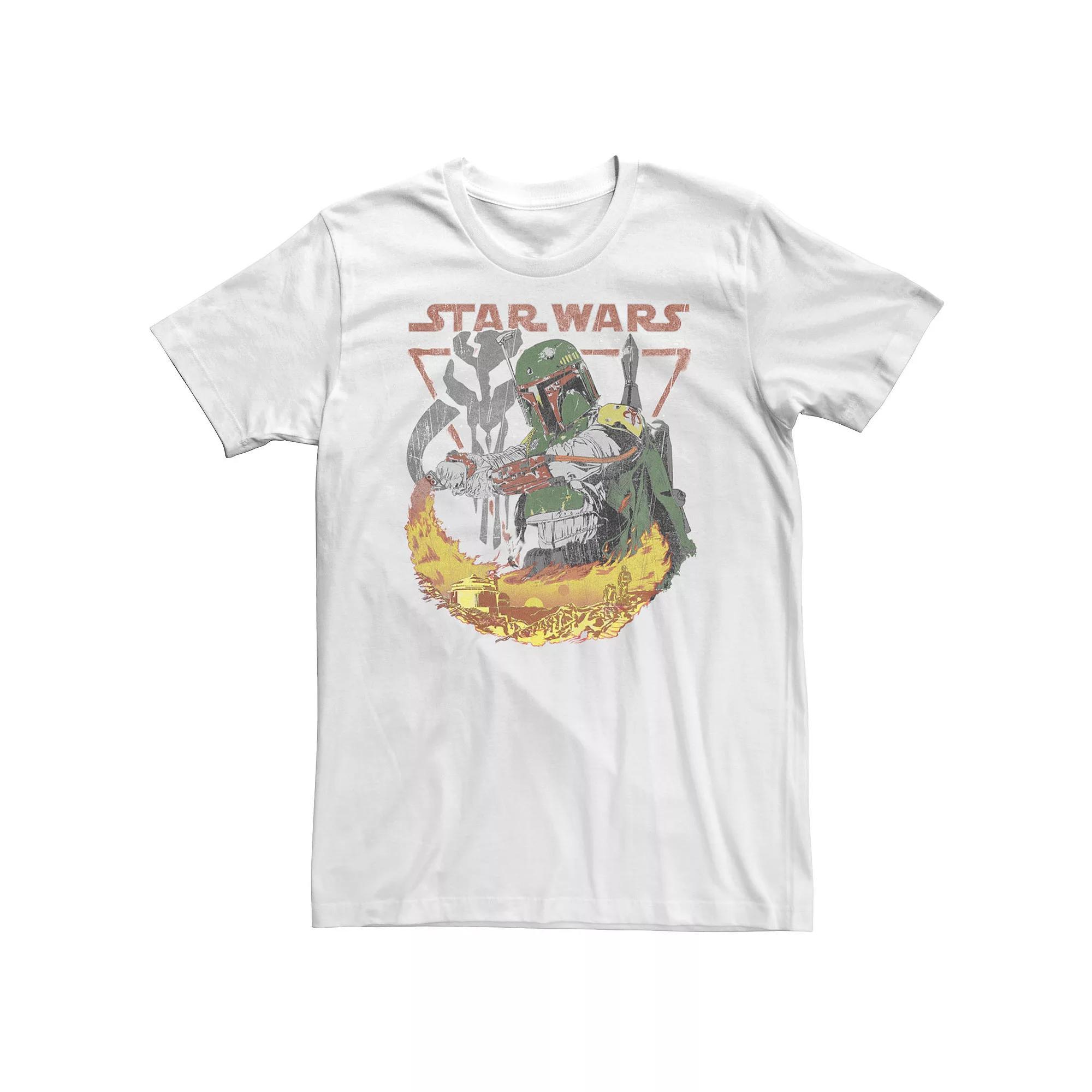 Big & Tall Star Wars Boba Fett Tatooine Flame Tee, Men's, Size: 3XL, White Product Image