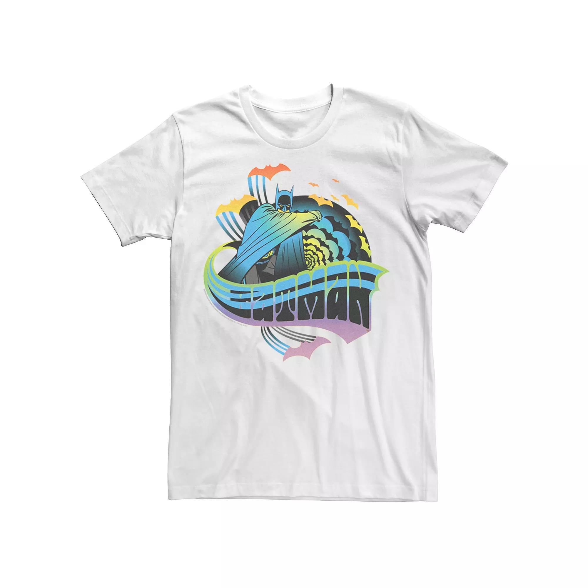 Adult DC Comics Pride Batman Retro Rainbow Tee, Men's, Size: Medium, White Product Image