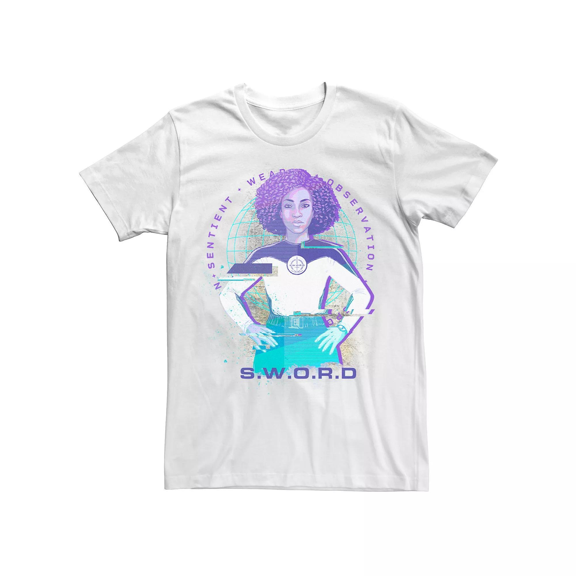 Men's Marvel WandaVision Sword Glitch Poster Tee, Size: Small, White Product Image