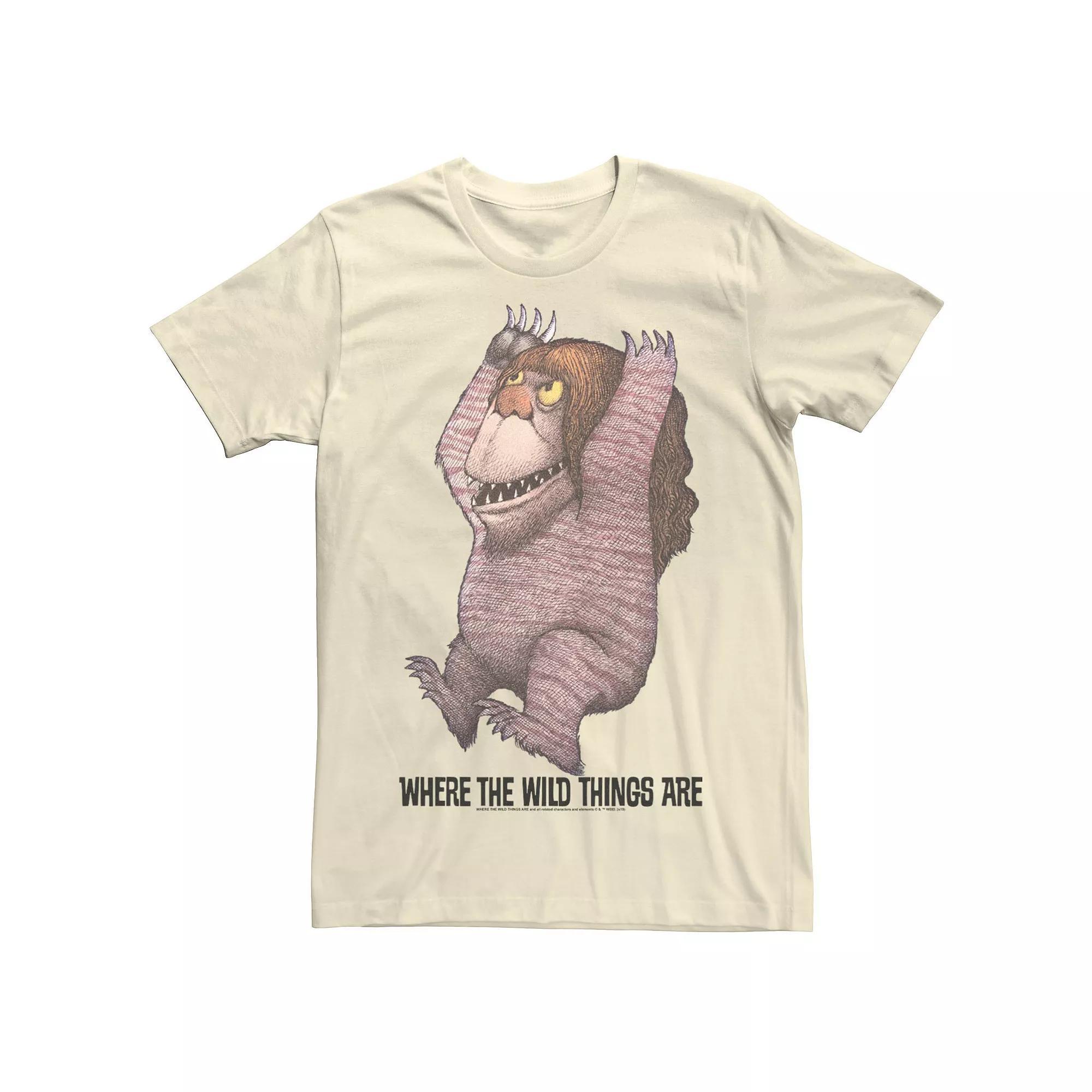Men's Where The Wild Things Are Long Hair Monster Portrait Tee, Size: Medium, Natural Product Image