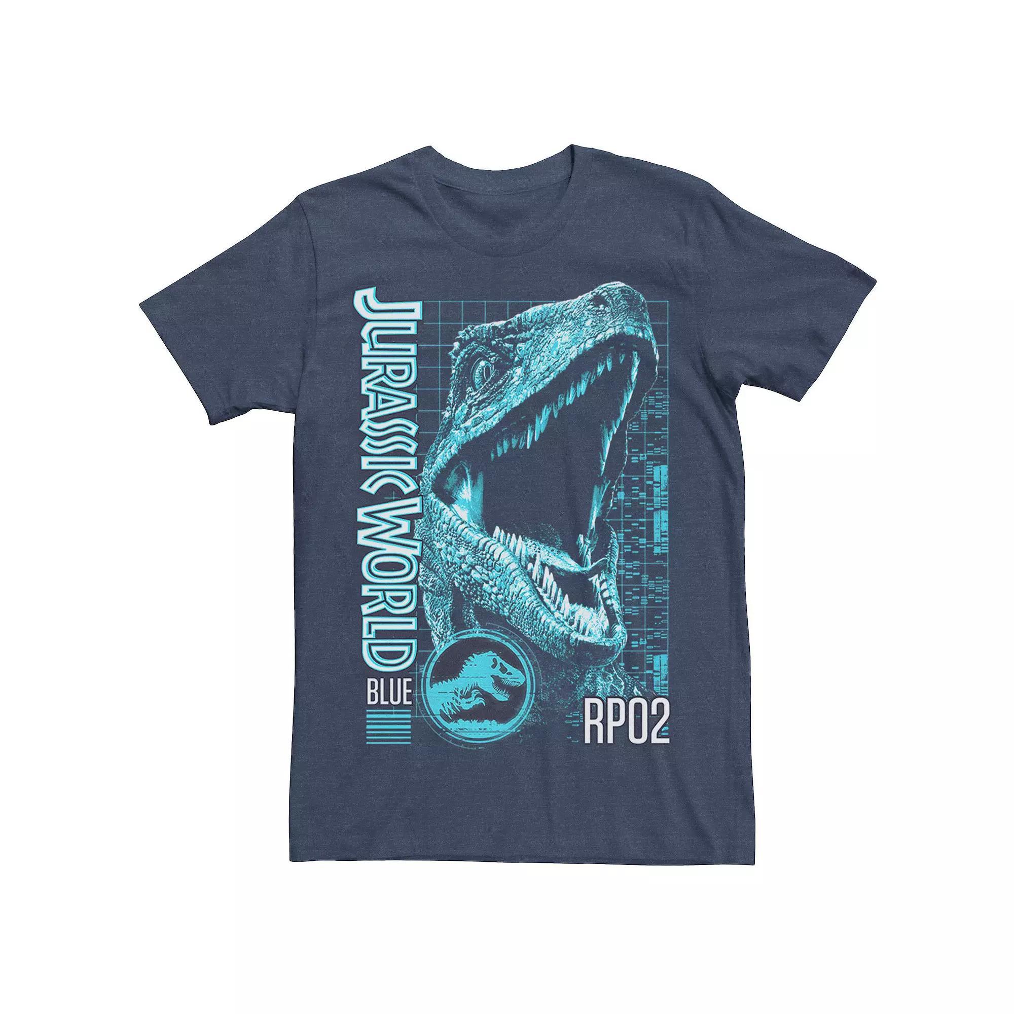 Men's Jurassic World Two Blue Face Tech Schematic Tee, Size: Medium, Grey Product Image