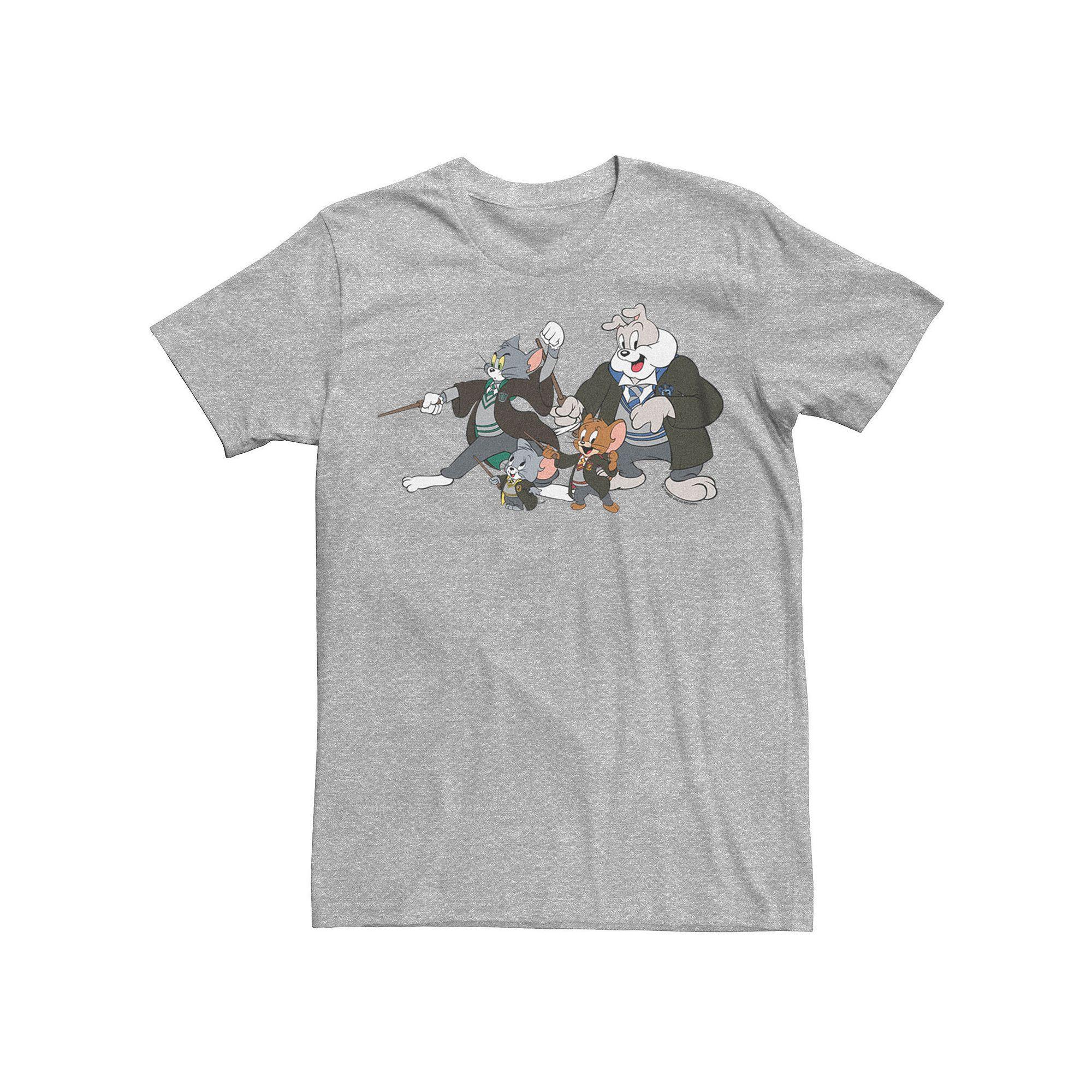 Men's Tom And Jerry In Harry Potter Uniforms Graphic Tee, Size: XL, Athletic Grey Product Image