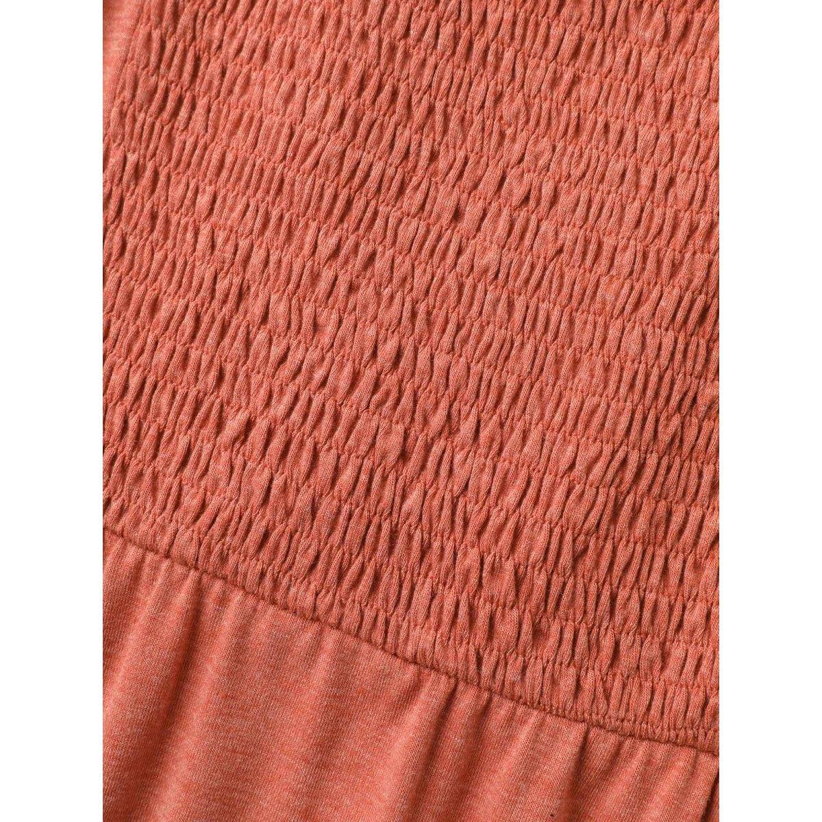 Plus Size Stretchy Shirred Back Tie-Up Midi Dress OrangeRed Women Knit Dresses Bloomchic 12/L Product Image