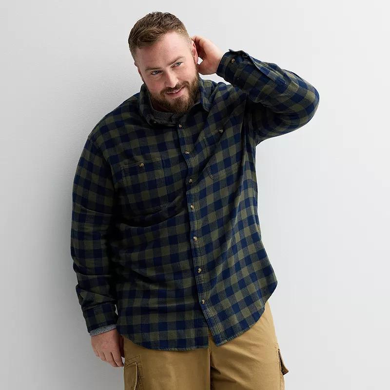 Big & Tall Sonoma Goods For Life® Long Sleeve Flannel Shirt, Men's, Size: XXL Tall, Buffalo Check Red Product Image