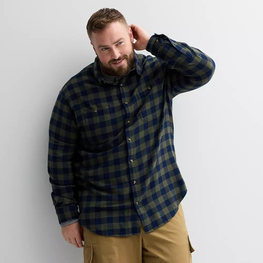 Big & Tall Sonoma Goods For Life® Long Sleeve Flannel Shirt, Men's, Size: XXL Tall, Buffalo Check Red Product Image