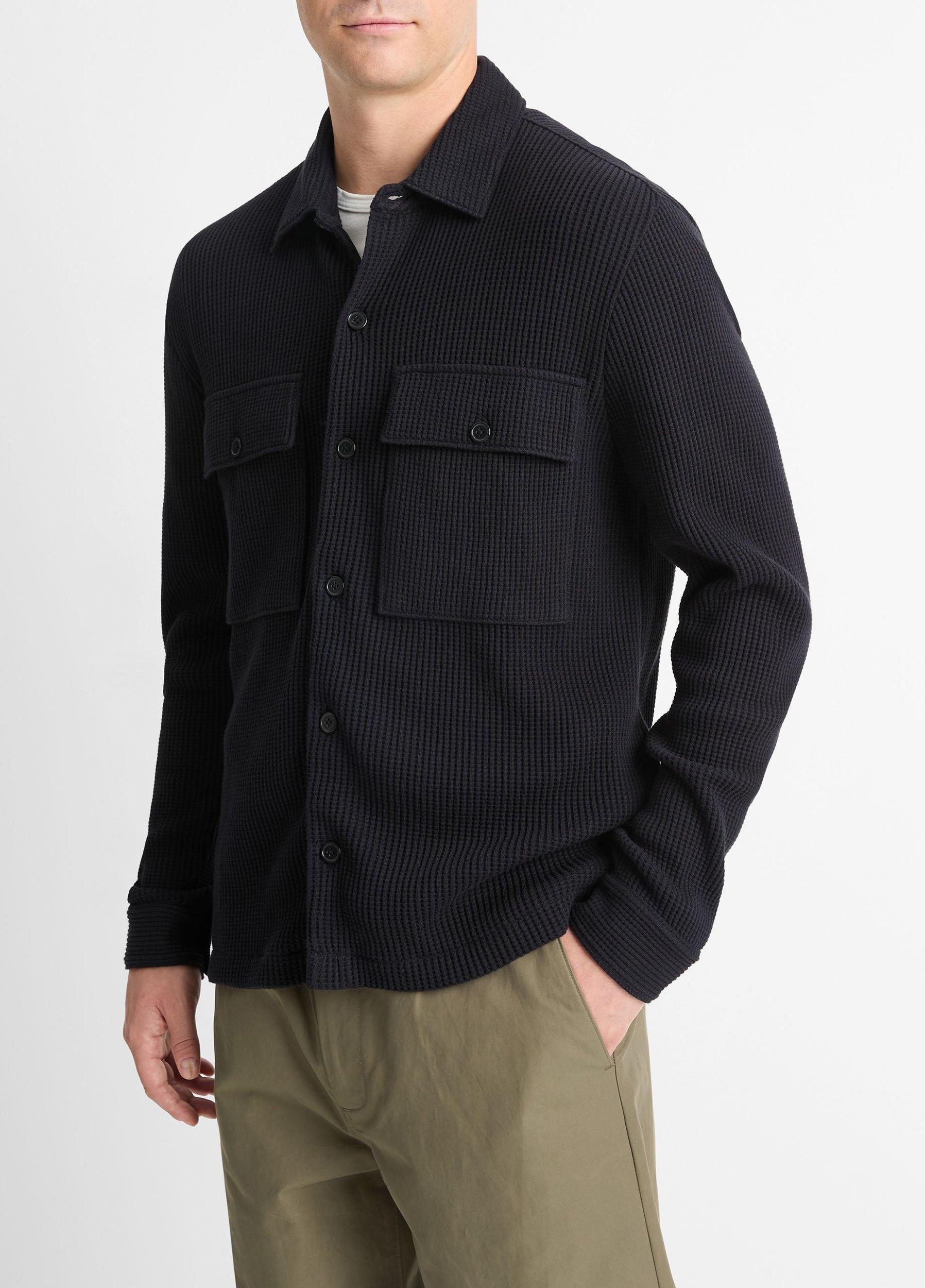 Mens Chunky Waffle Cotton-Blend Shirt Jacket, Coastal Blue, Size L Vince Product Image