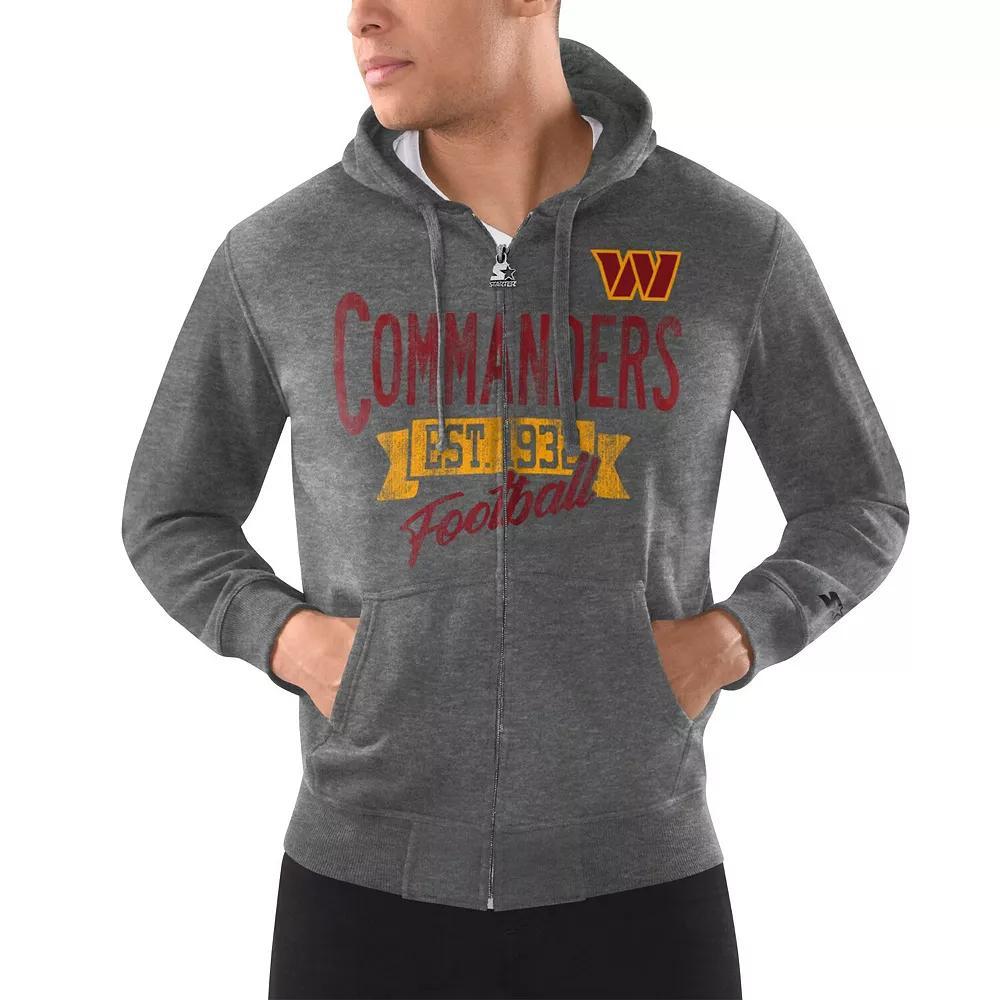 Men's Starter Charcoal Washington Commanders Domestic Post Season Full-Zip Hoodie, Size: Large, Wft Charco Product Image