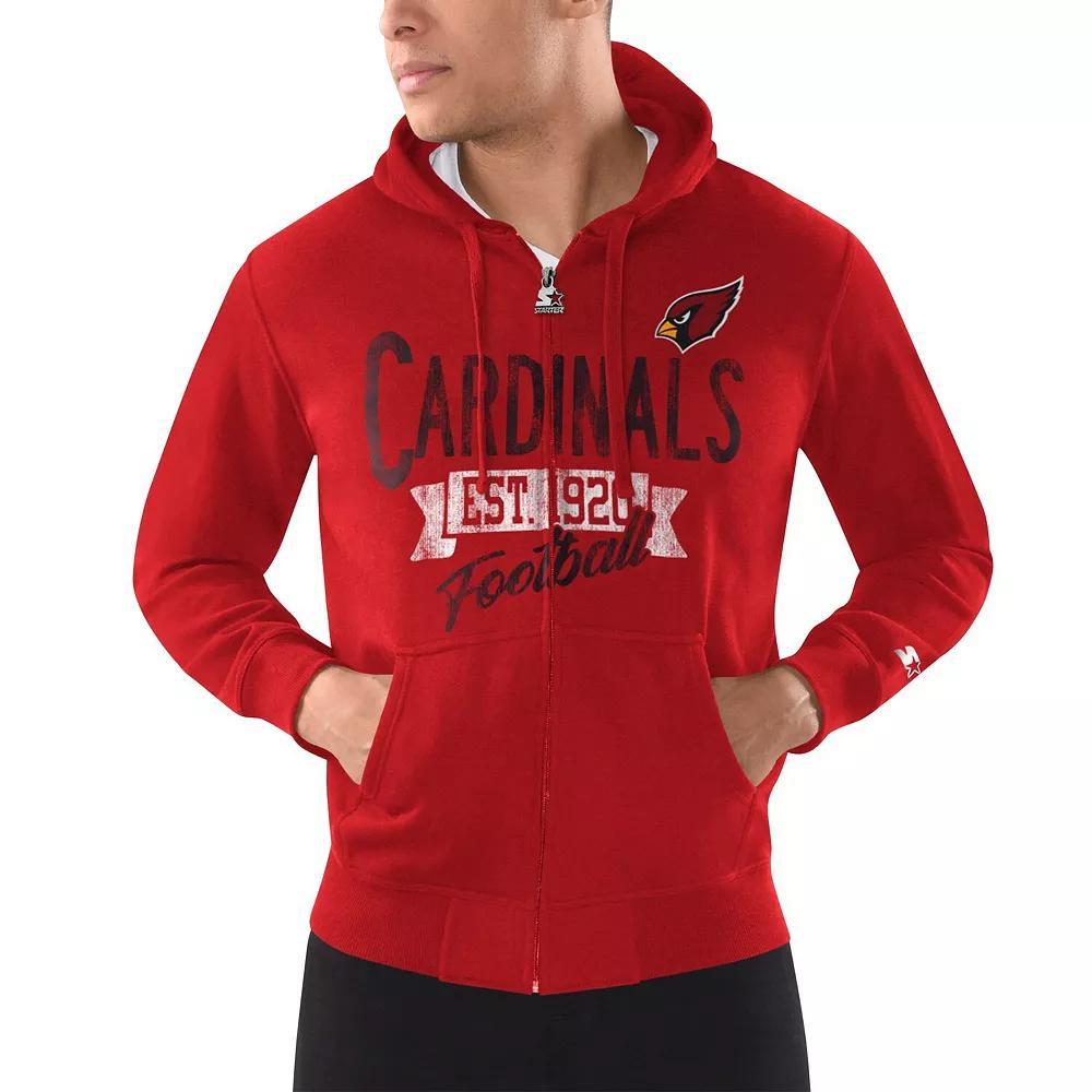Men's Starter Cardinal Arizona Cardinals Domestic Post Season Full-Zip Hoodie, Size: Large, Red Product Image
