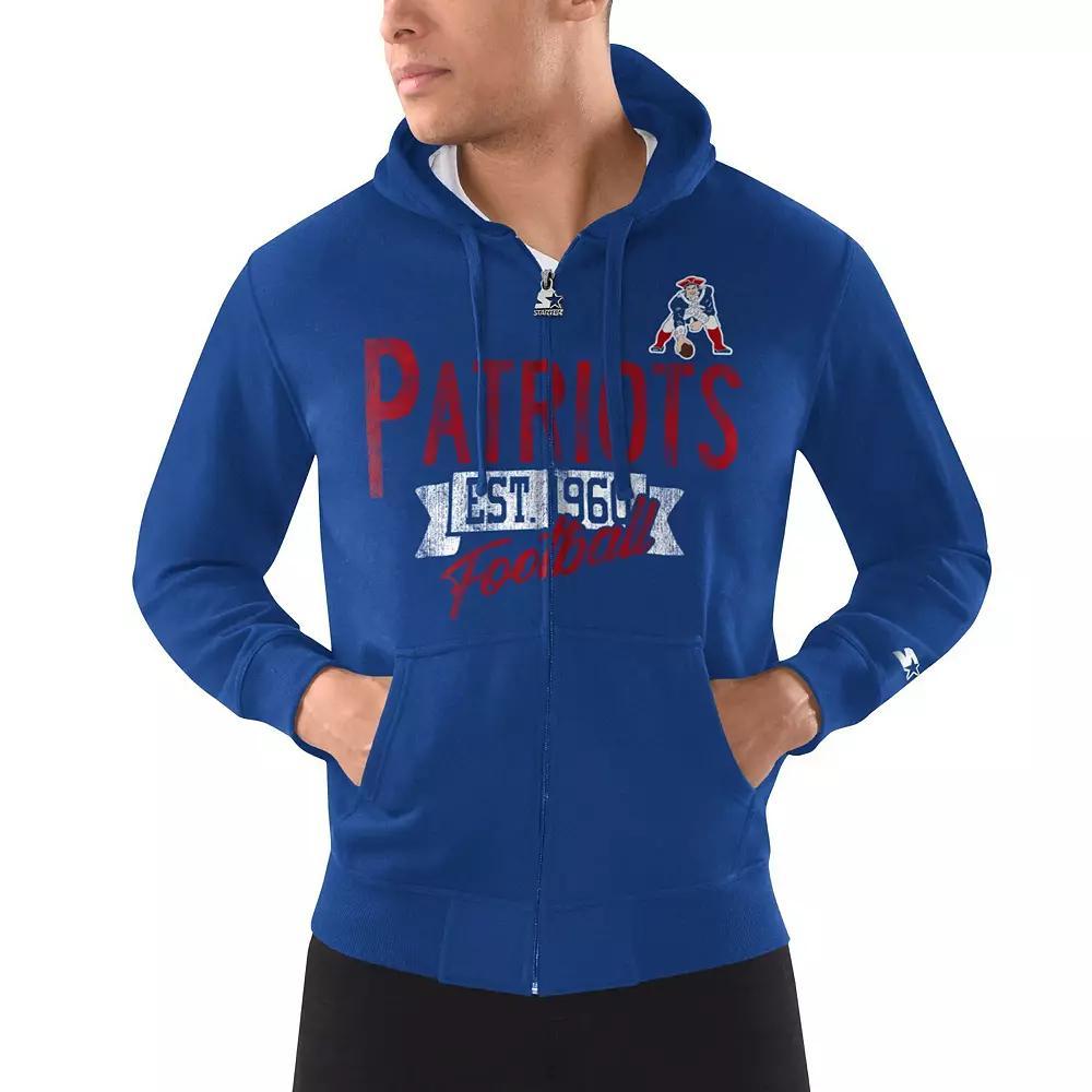 Men's Starter Royal New England Patriots Gridiron Classics Post Season Full-Zip Hoodie, Size: Medium, Blue Product Image