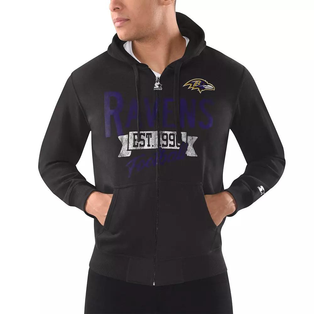 Men's Starter Navy New England Patriots Domestic Post Season Full-Zip Hoodie, Size: Medium, Blue Product Image