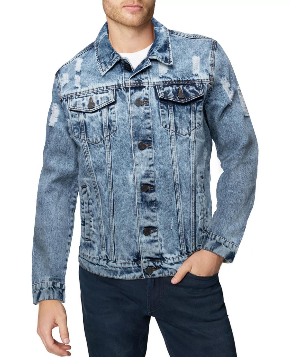 Men's Xray Washed Ripped Denim Jacket, Size: XL, White Product Image