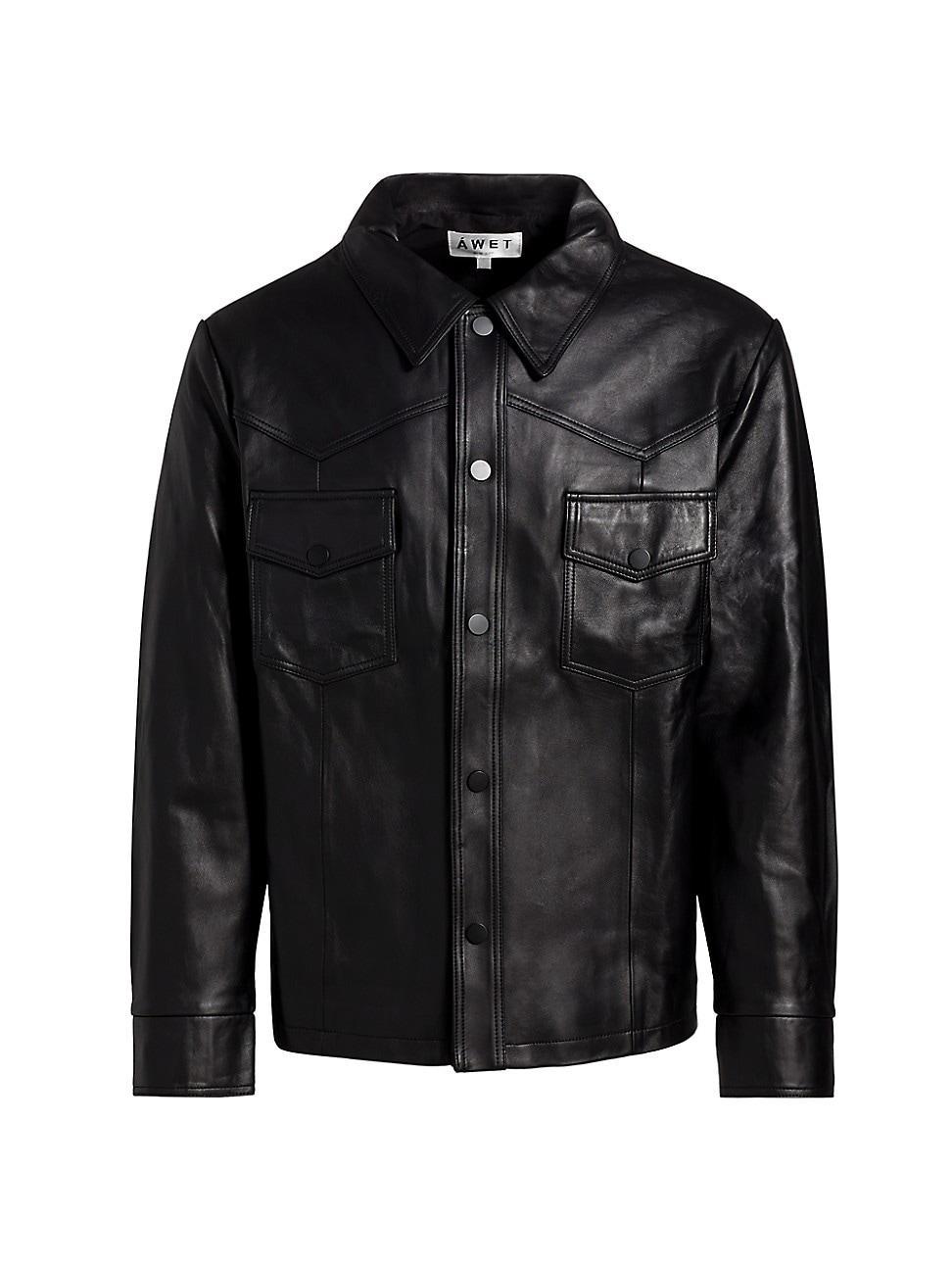 Mens Nahom Leather Shirt Jacket Product Image