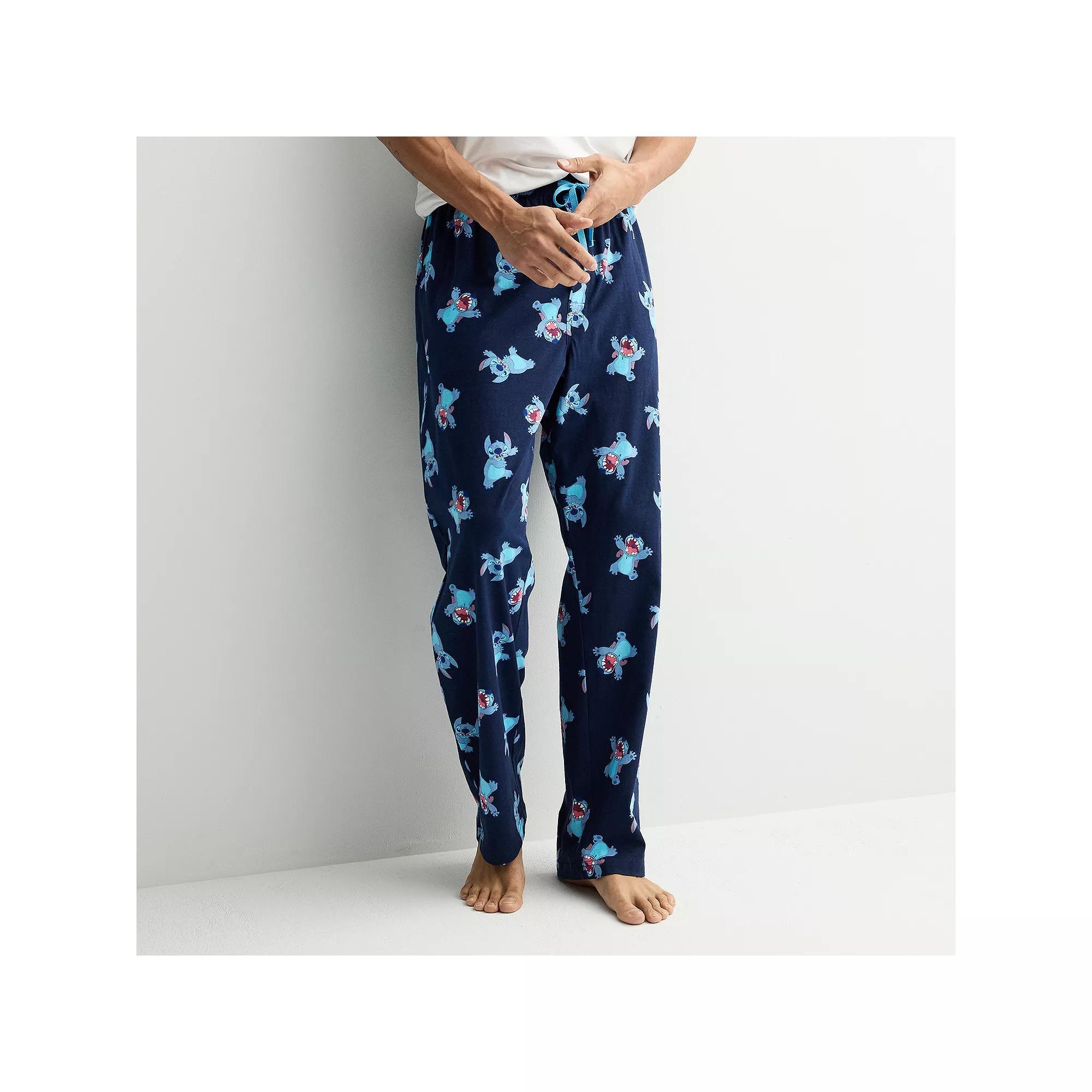 Disneys Lilo & Stitch Mens Allover Angry Stitch Pajama Pants Blue Product Image