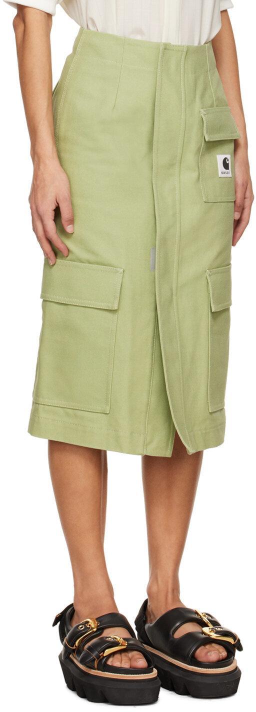 SACAI Khaki Asymmetric Midi Skirt In 501 Khaki Product Image