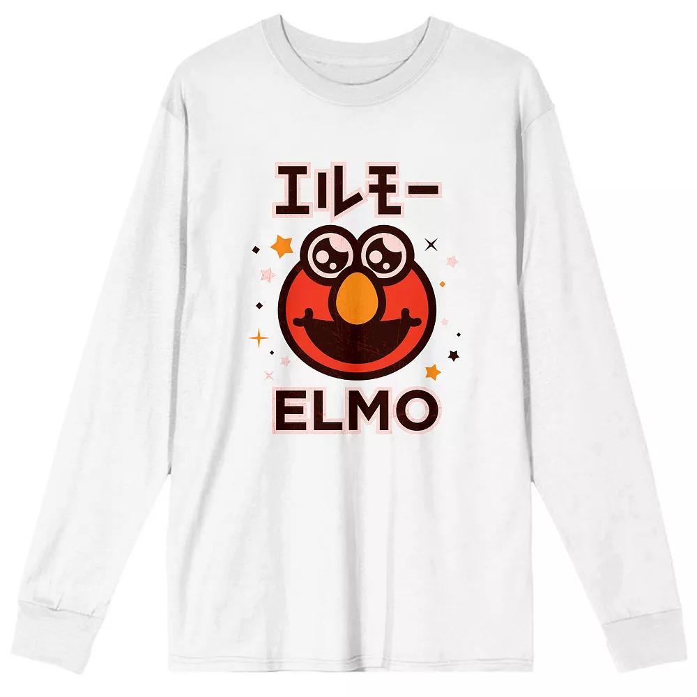 Men's Sesame Street Elmo Kanji Long Sleeve Tee, Size: Medium, White Product Image
