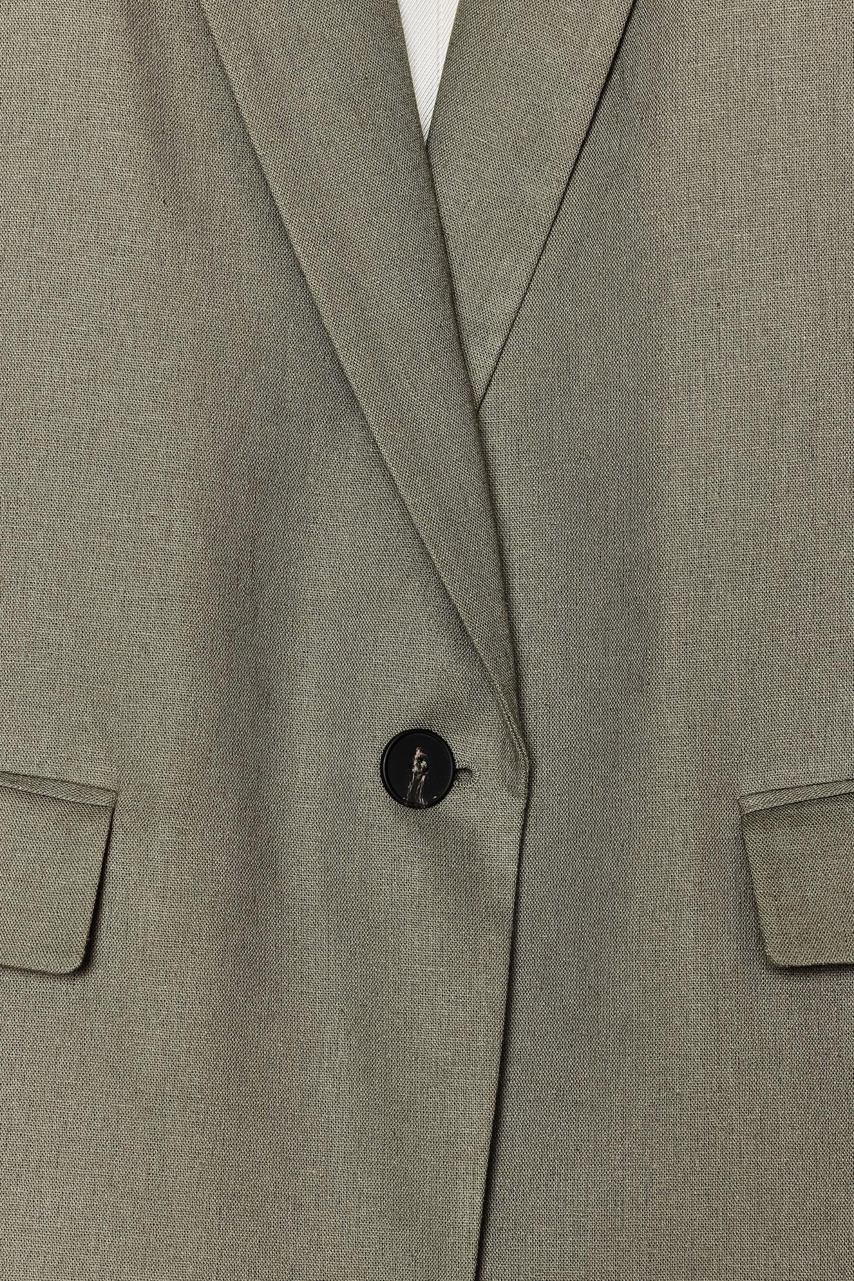 PRINTED LINEN BLEND CUFFED BLAZER Product Image