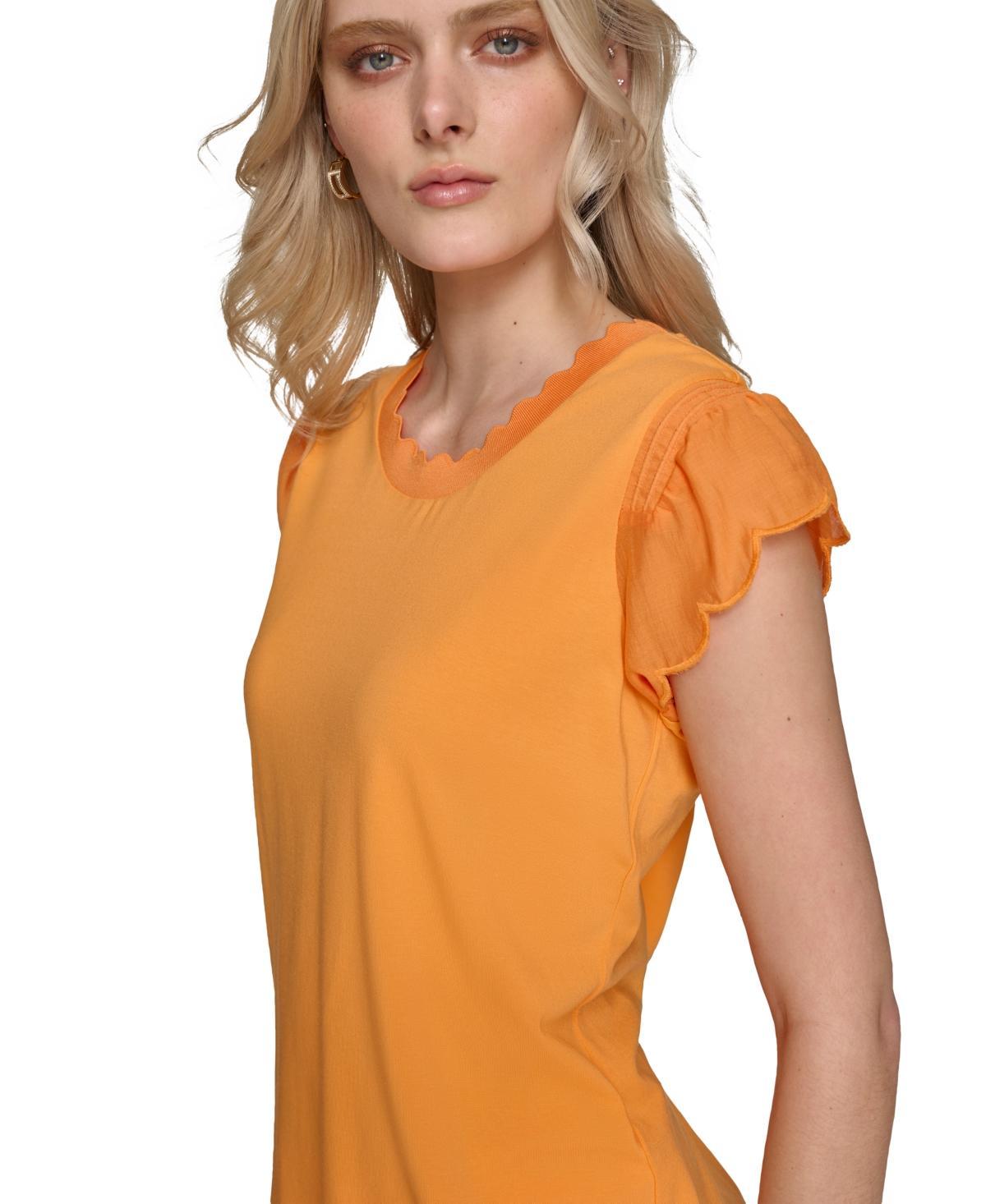 Karl Lagerfeld Paris Womens Ruffle-Trim Sleeveless Top Product Image