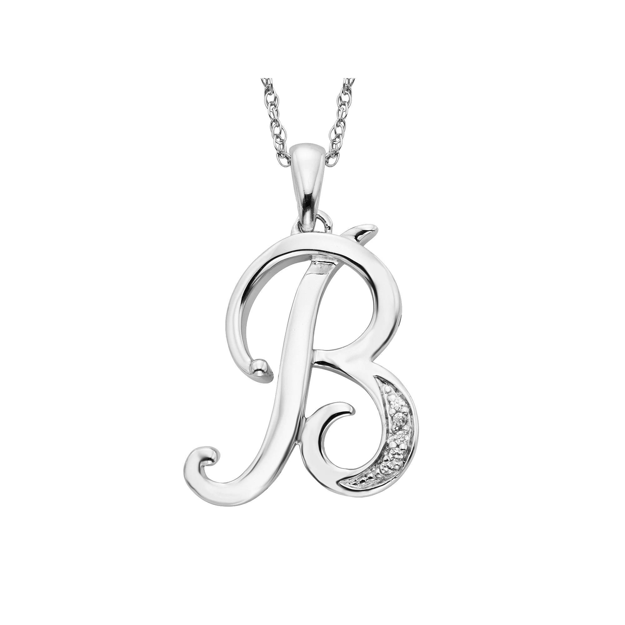 Sterling Silver Diamond Accent Initial Pendant, Womens Product Image
