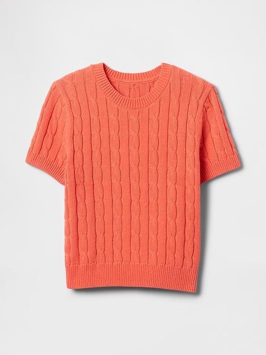 100% Cotton Cable-Knit Crop Sweater Product Image