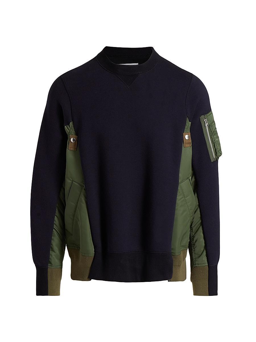 Mens Sponge Sweat Mixed-Media Twill Sweater Product Image