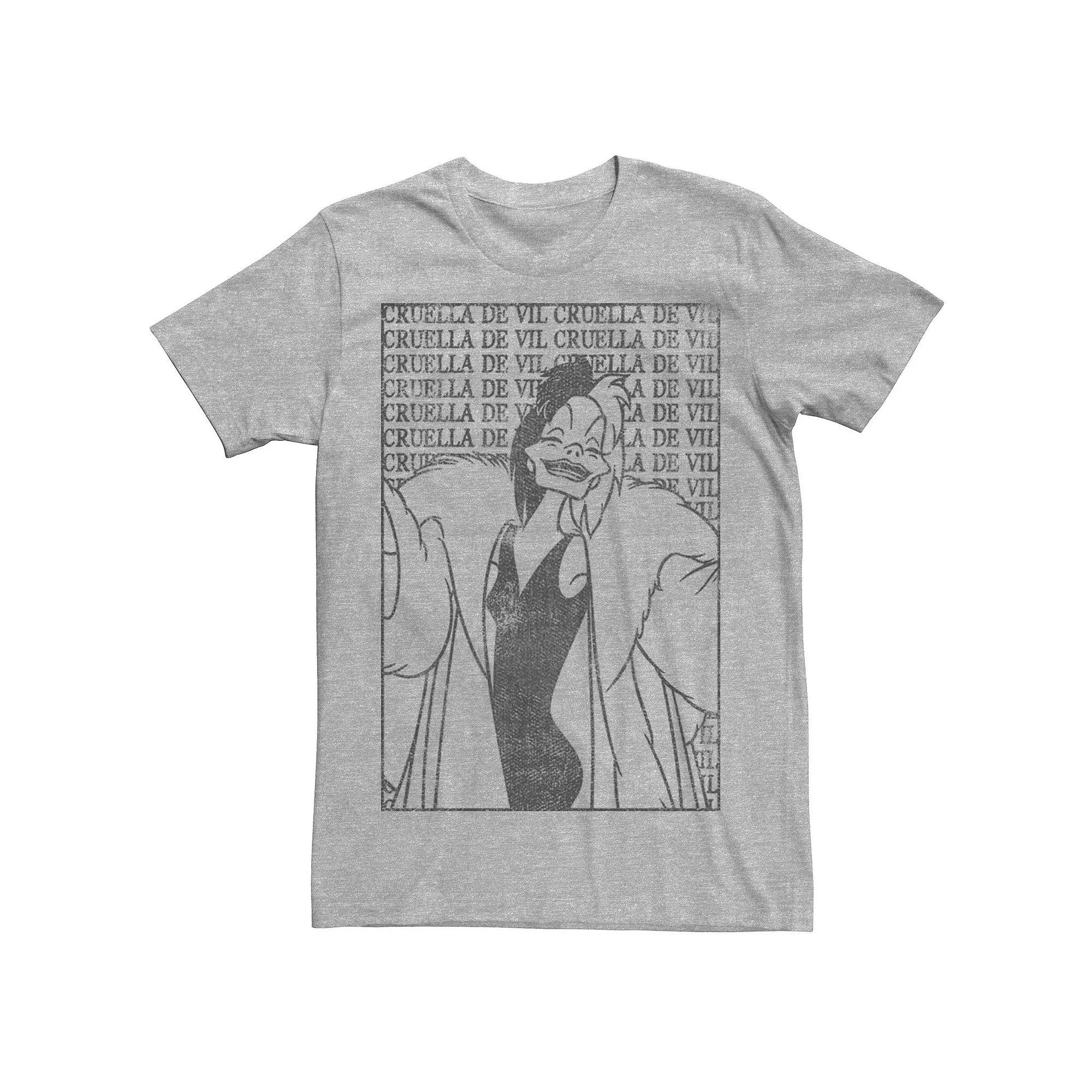 Disney's Dalmatians Cruella Card Poster Men's Tee, Size: Large, Athletic Grey Product Image