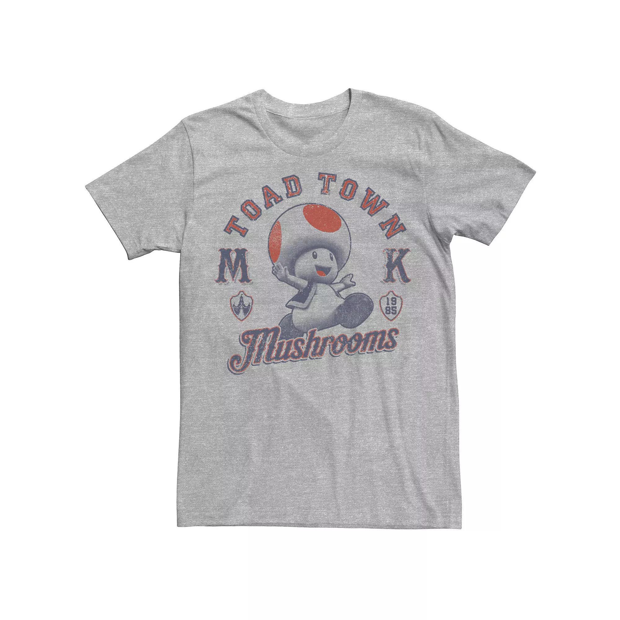 Men's Super Mario Bros. Toad Town Mushrooms Portrait Tee, Size: XXL, Athletic Grey Product Image