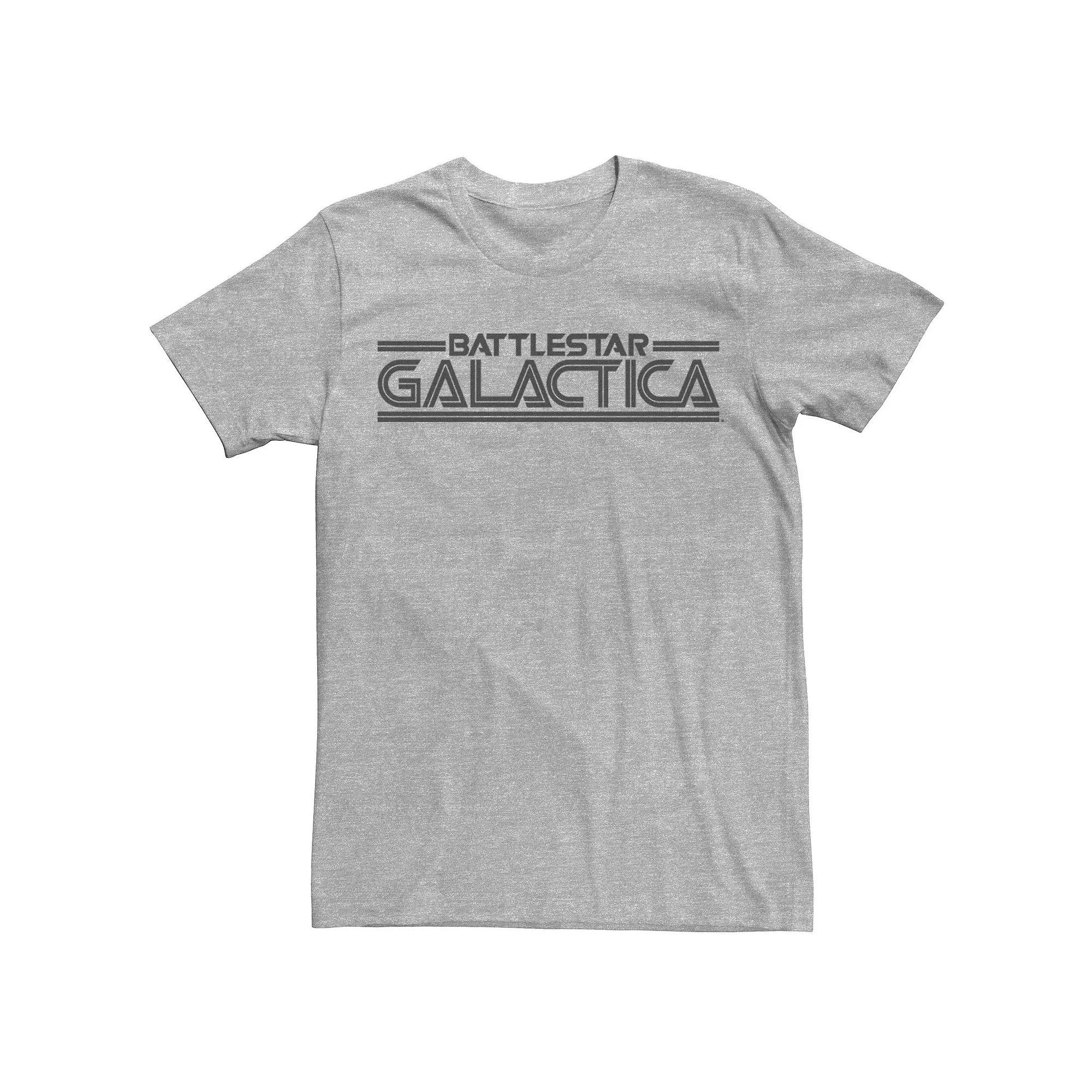 Mens Battlestar Galactica Silver Title Logo Tee Athletic Grey Product Image