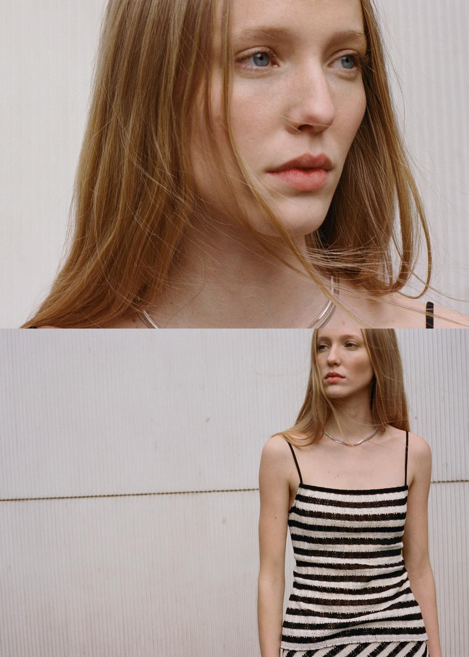 Striped knitted fitted top - Women | MANGO USA Product Image