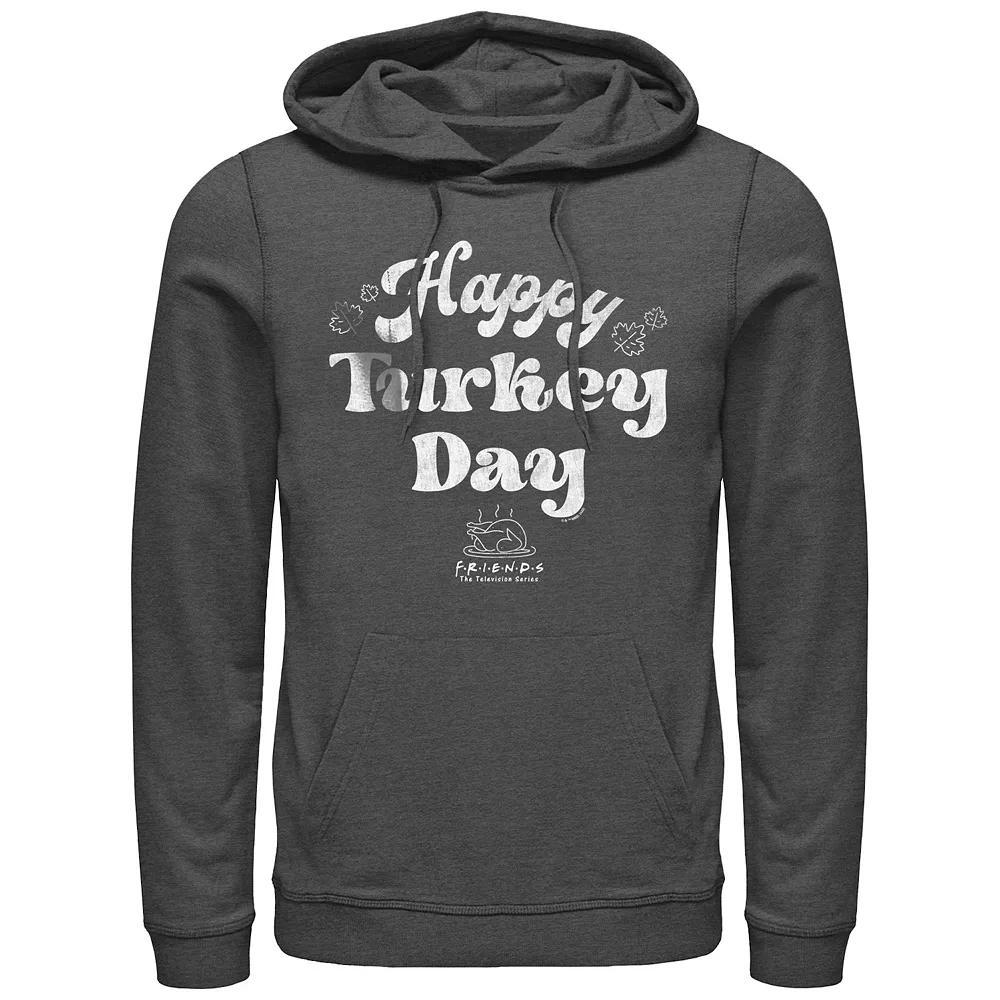 Men's Friends Happy Turkey Day Graphic Hoodie, Size: XXL, Grey Heather Product Image