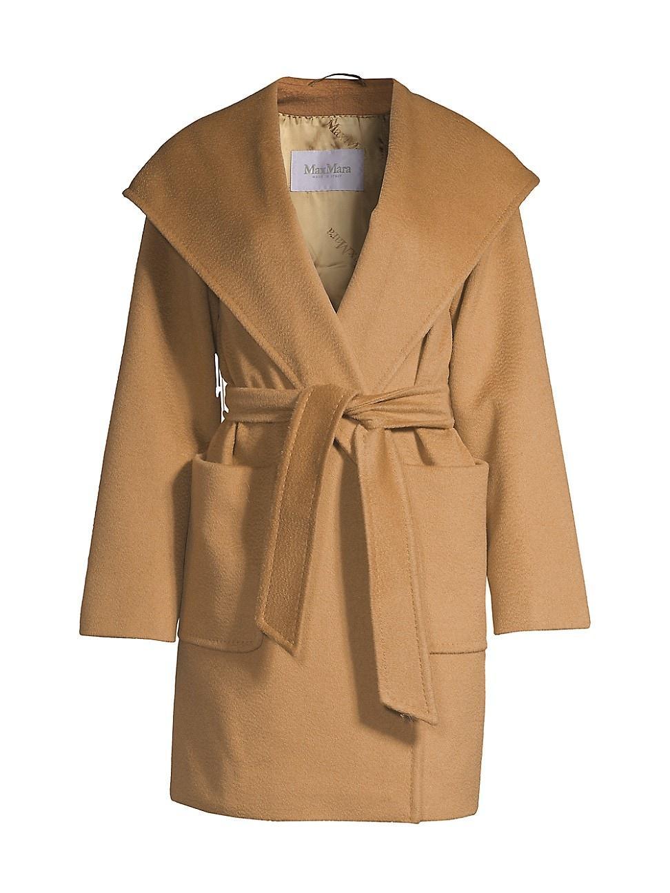 Womens Rialto Camel Hair Hooded Wrap Coat Product Image