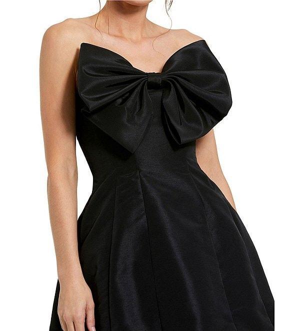 Mac Duggal Strapless Oversized Bow Fit and Flare Mini Dress Product Image