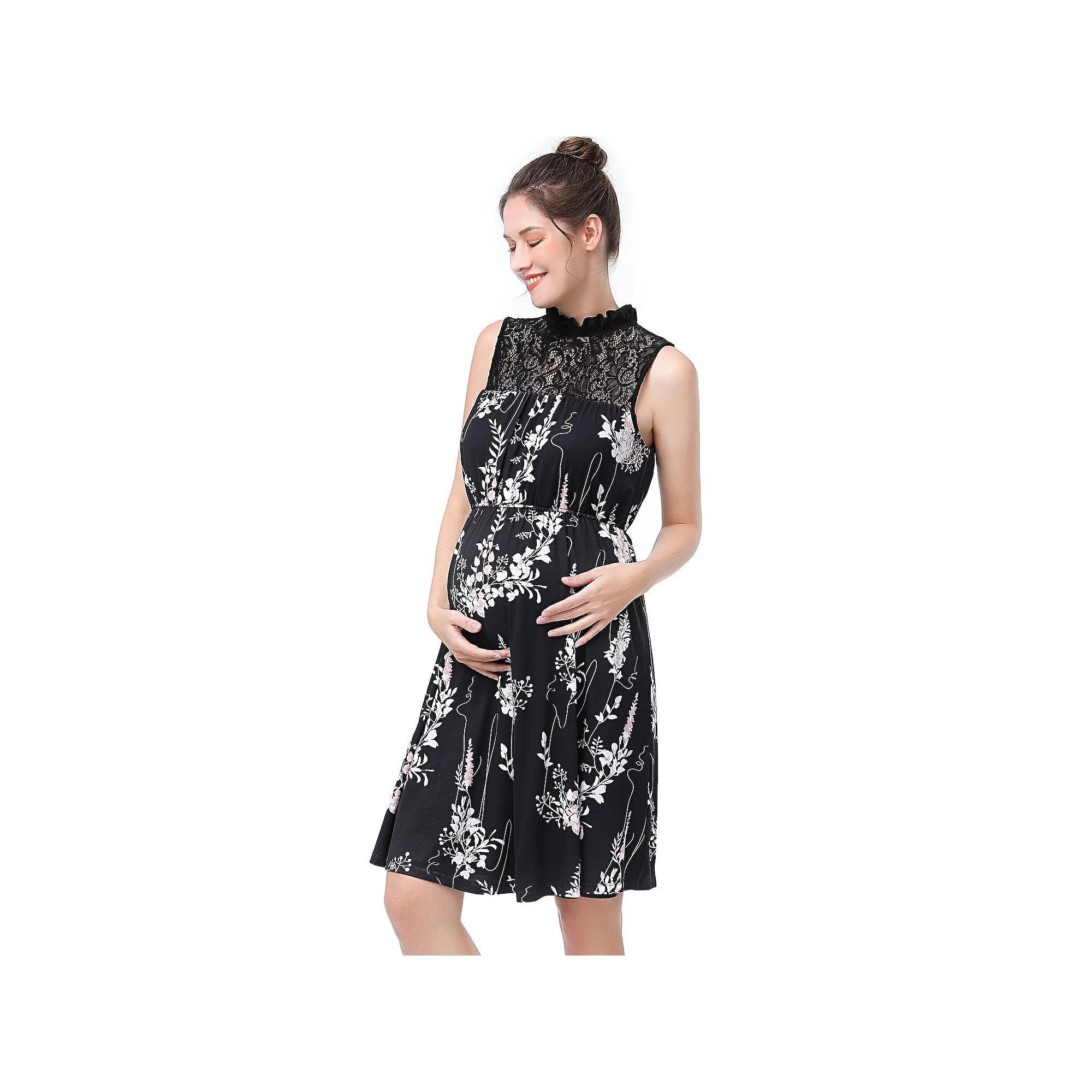 Pokkori Maternity Lace Sleeveless Skater Dress, Women's, Size: XS-MAT, Multi Product Image