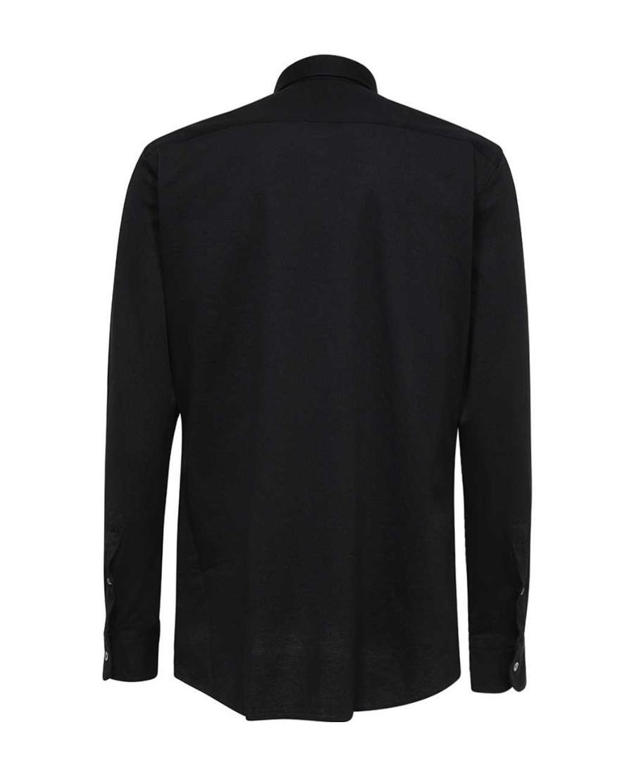ZEGNA Spread-collar Cotton Shirt In Black Product Image