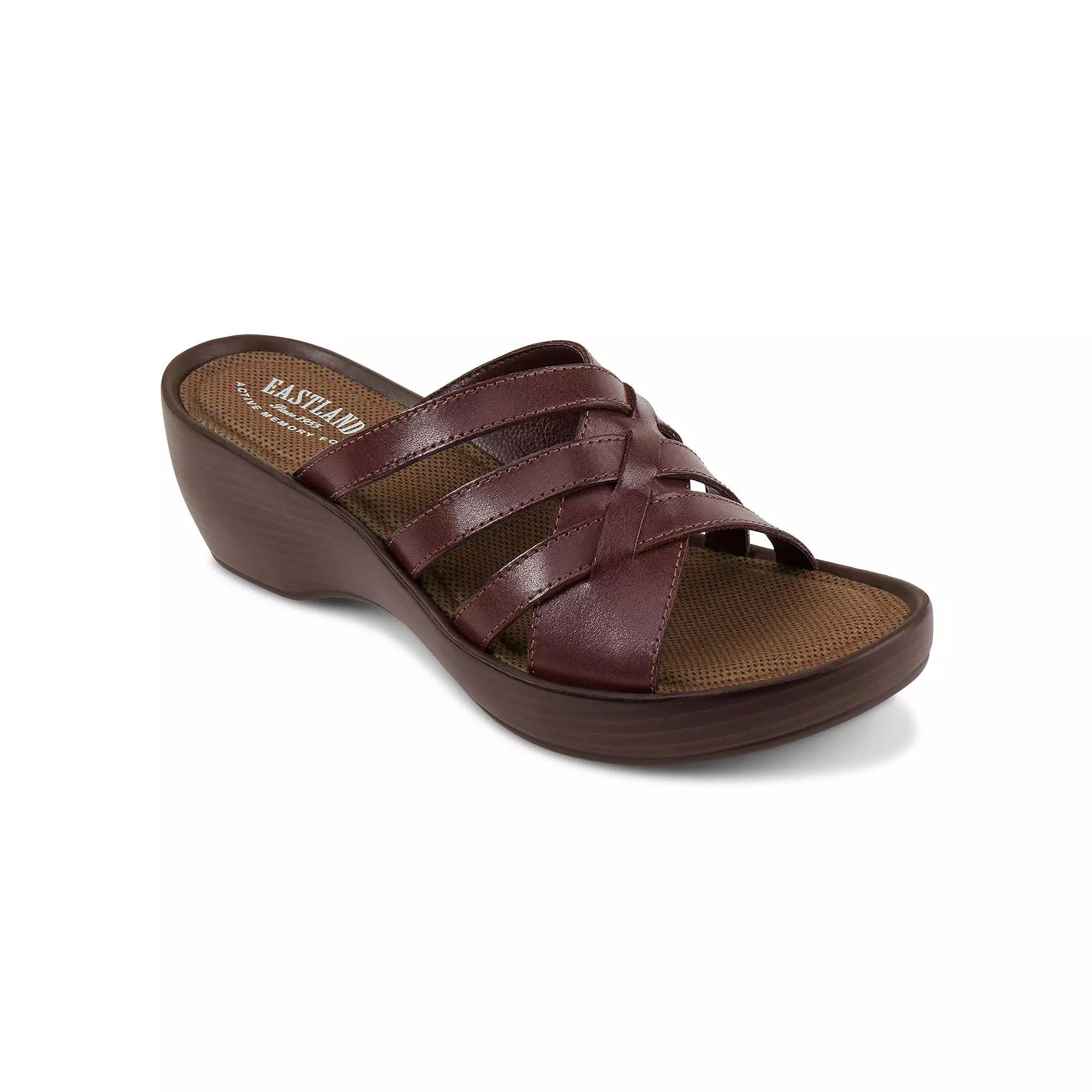 Eastland Poppy Womens Leather Slide Wedge Sandals Product Image