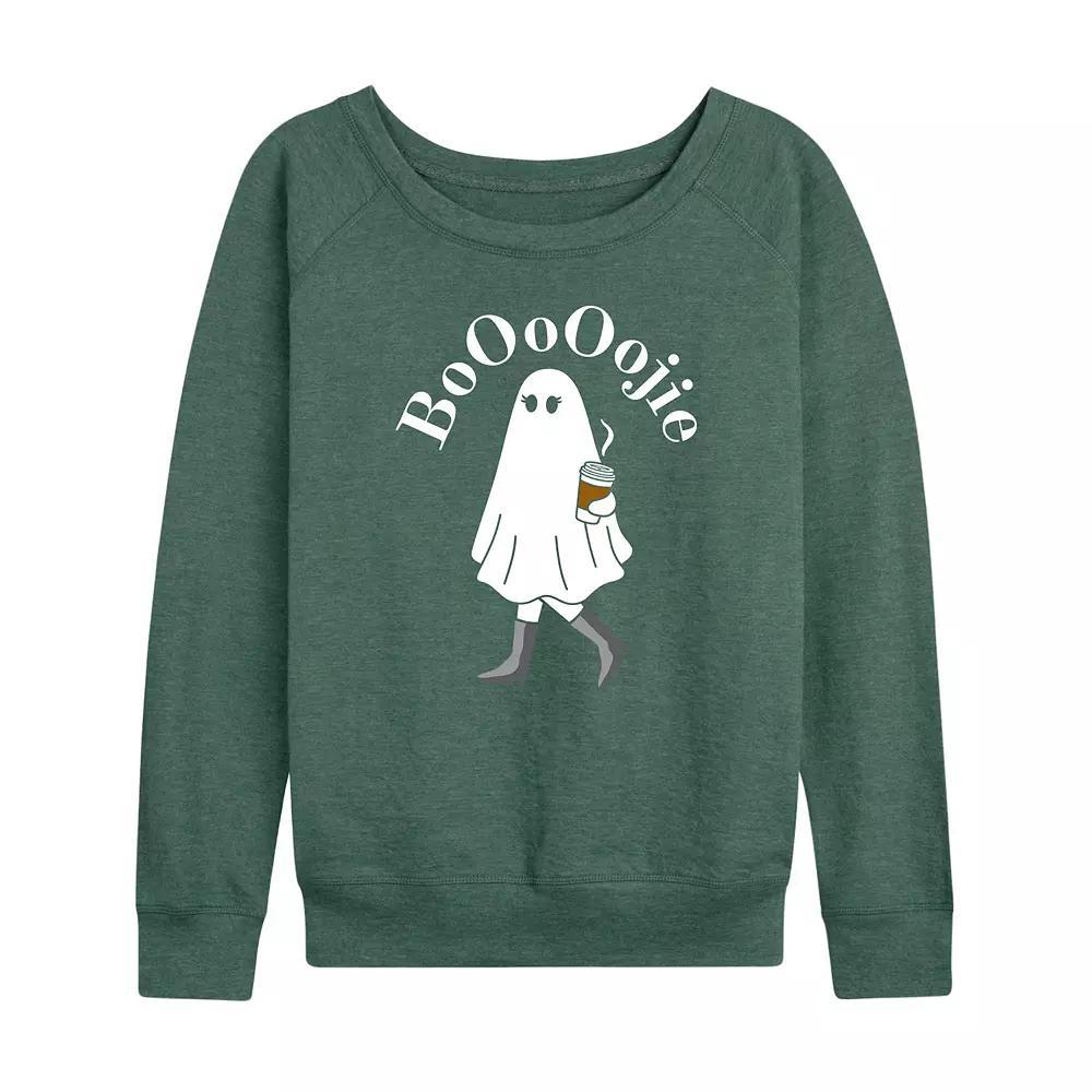 Women's Boojie Ghost Halloween French Terry Long Sleeve Tee, Size: Medium, Grey Blue Product Image