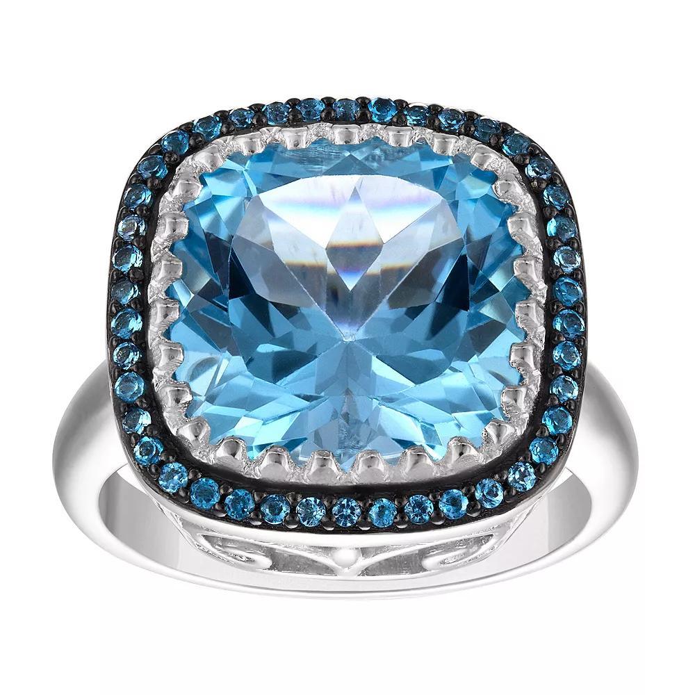 Tiara Sterling Silver London & Sky Blue Topaz Filigree Ring, Women's, Size: 9, Silver Tone Product Image