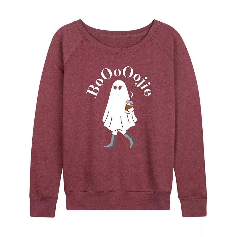 Women's Boojie Ghost Halloween French Terry Long Sleeve Tee, Size: Medium, Grey Blue Product Image