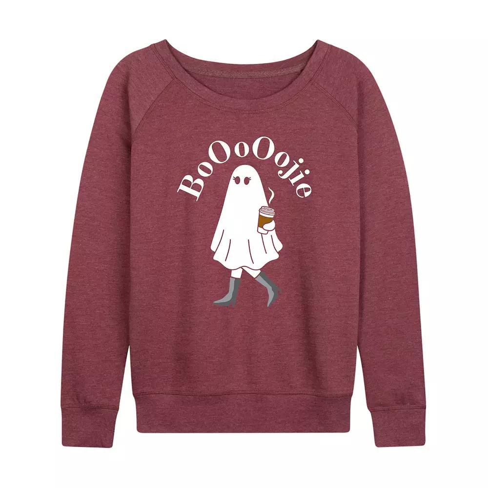 Women's Boojie Ghost Halloween French Terry Long Sleeve Tee, Size: Medium, Grey Blue Product Image
