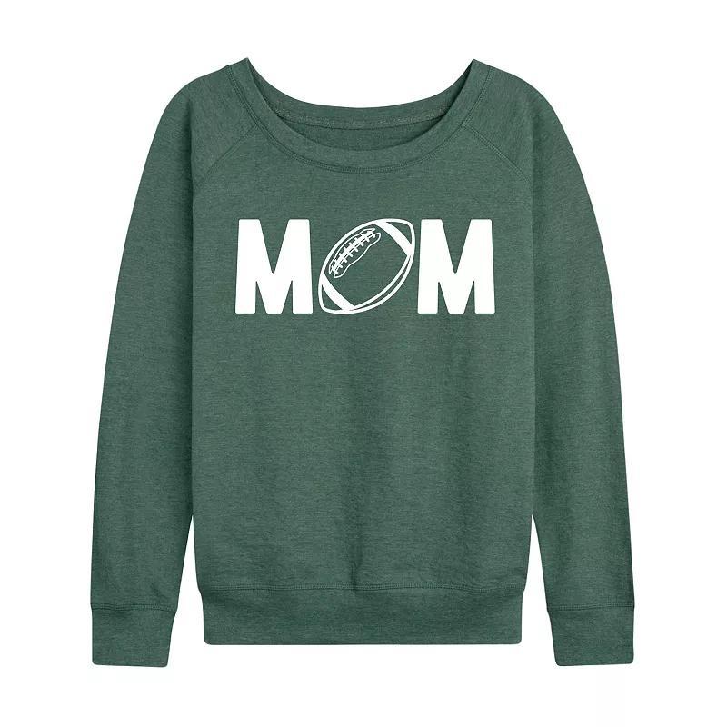 Womens Mom Football French Terry Long Sleeve Tee, Girls Heather Grey Product Image