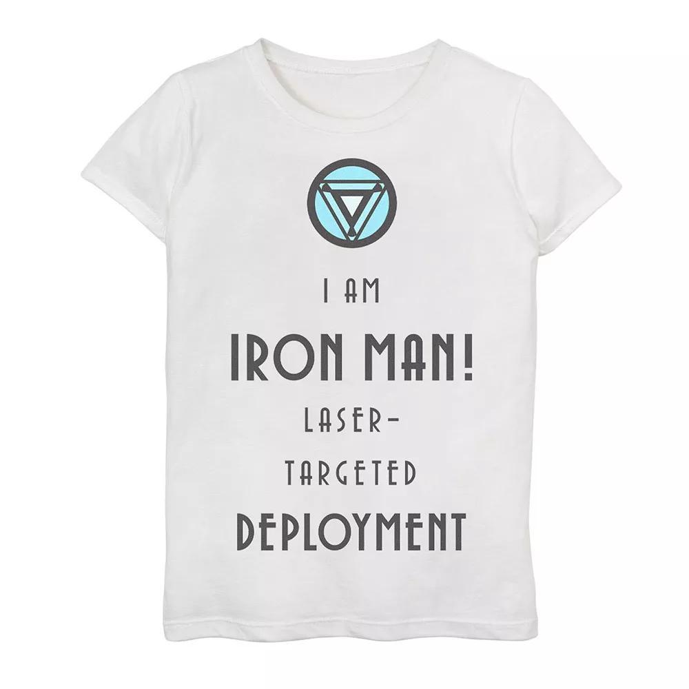 Girls 7-16 Marvel Iron Man Laser-Targeted Deployment Text Tee, Girl's, Size: Medium, White Product Image