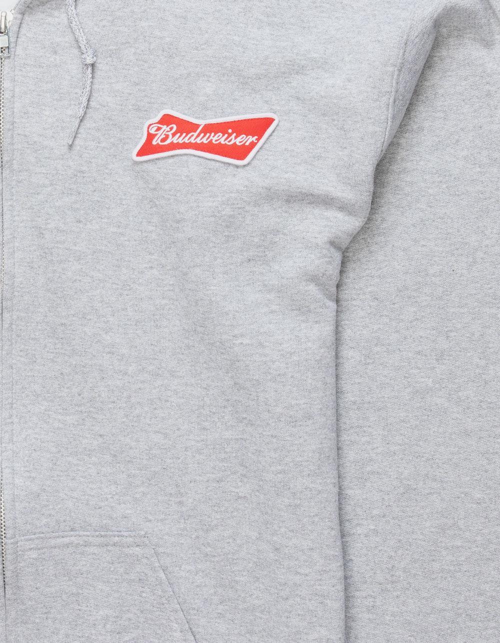 BUDWEISER King Of Beers Mens Zip-Up Hoodie - HEATHER GRAY Product Image