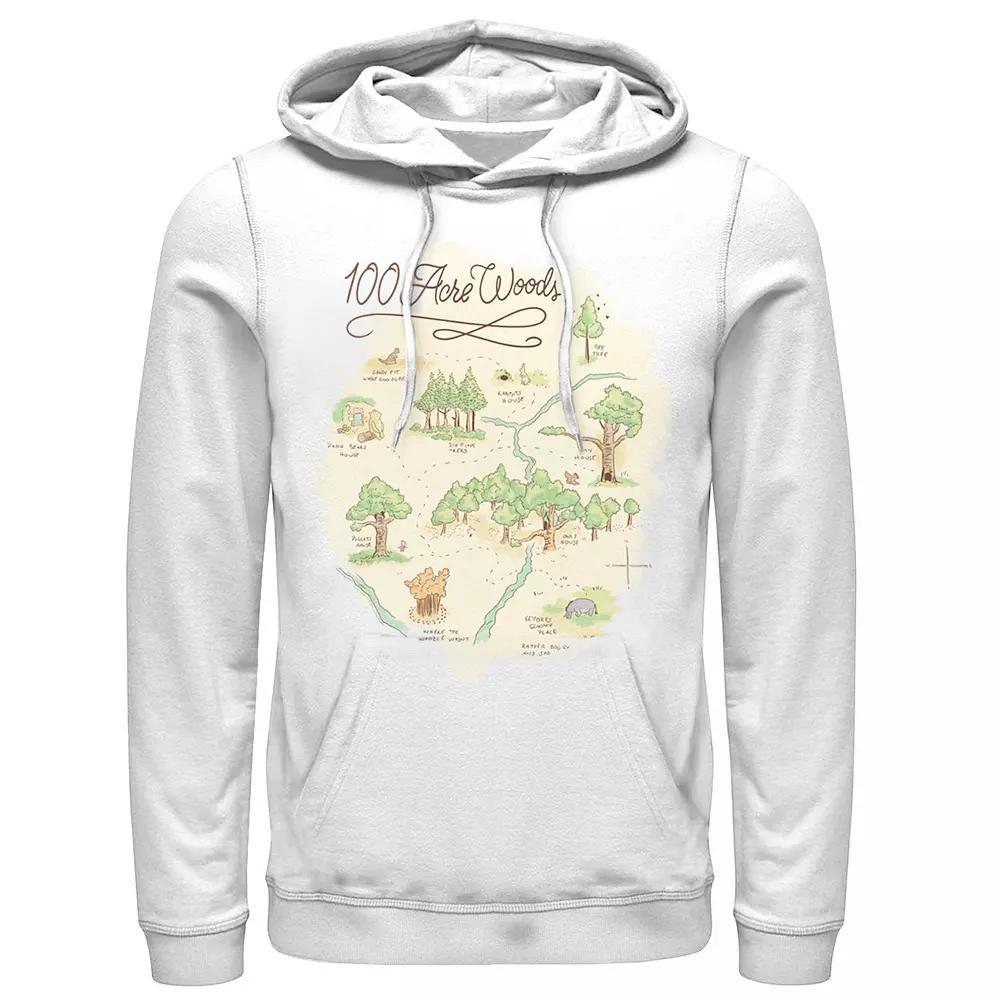 Disney's Winnie The Pooh Men's 100 Acre Woods Map Hoodie, Size: XL, White Product Image