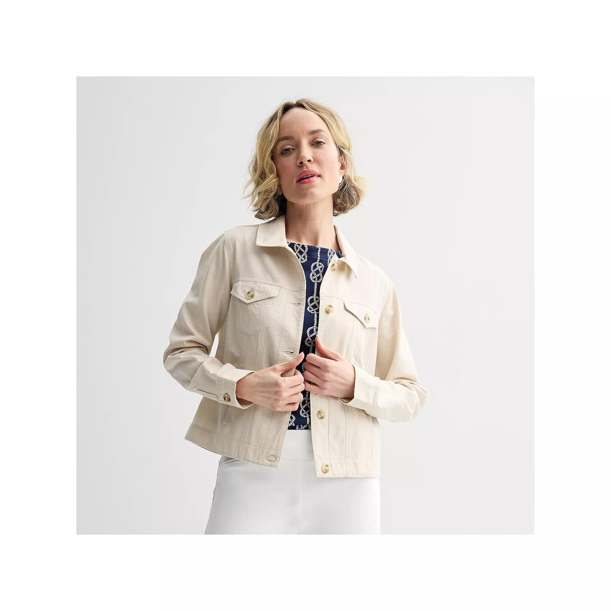 Women's Croft & Barrow® Linen-Like Jacket, Size: Medium, Leigh Beige Product Image
