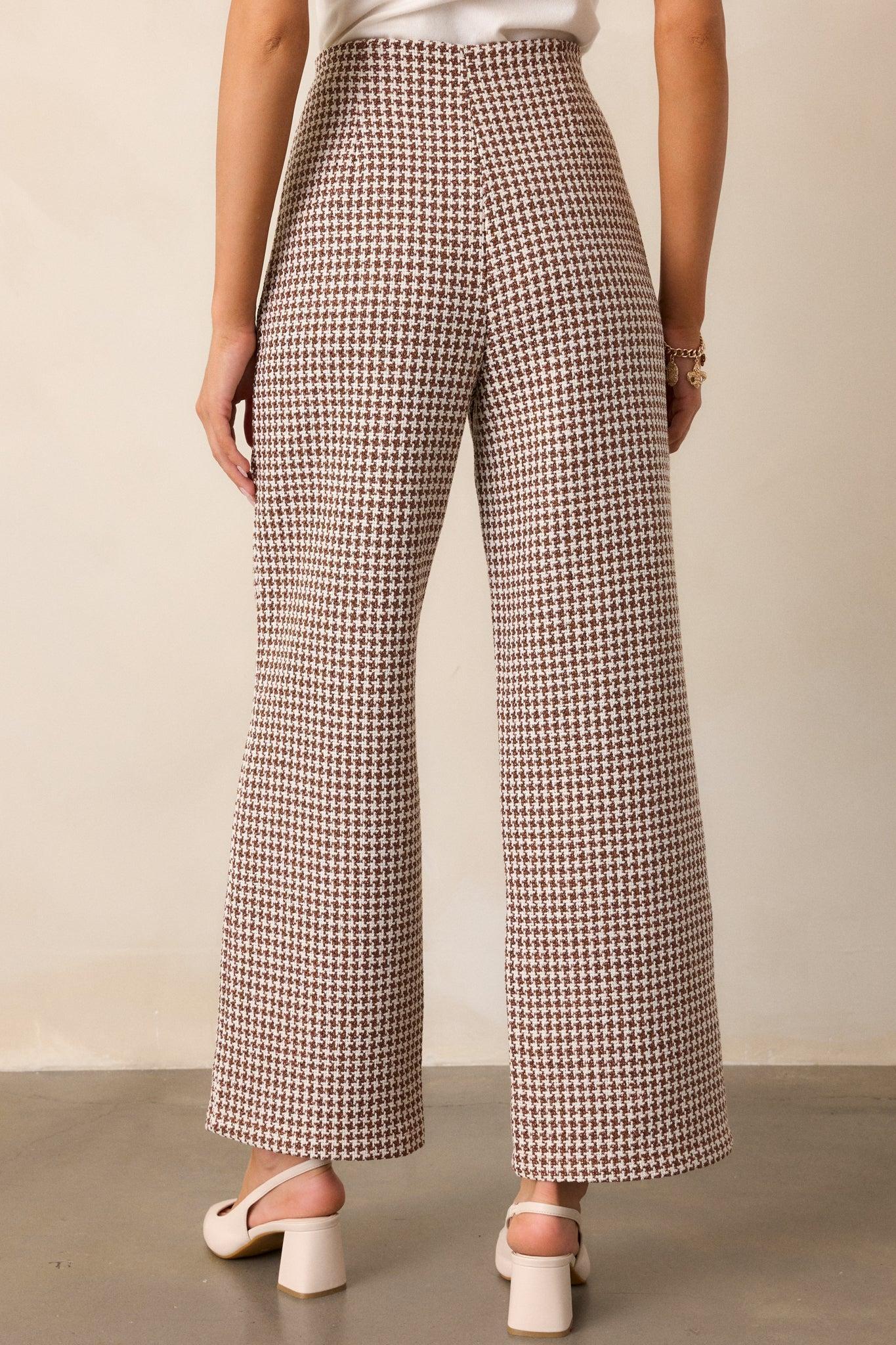 Out of Reach Mocha Houndstooth Pants Product Image